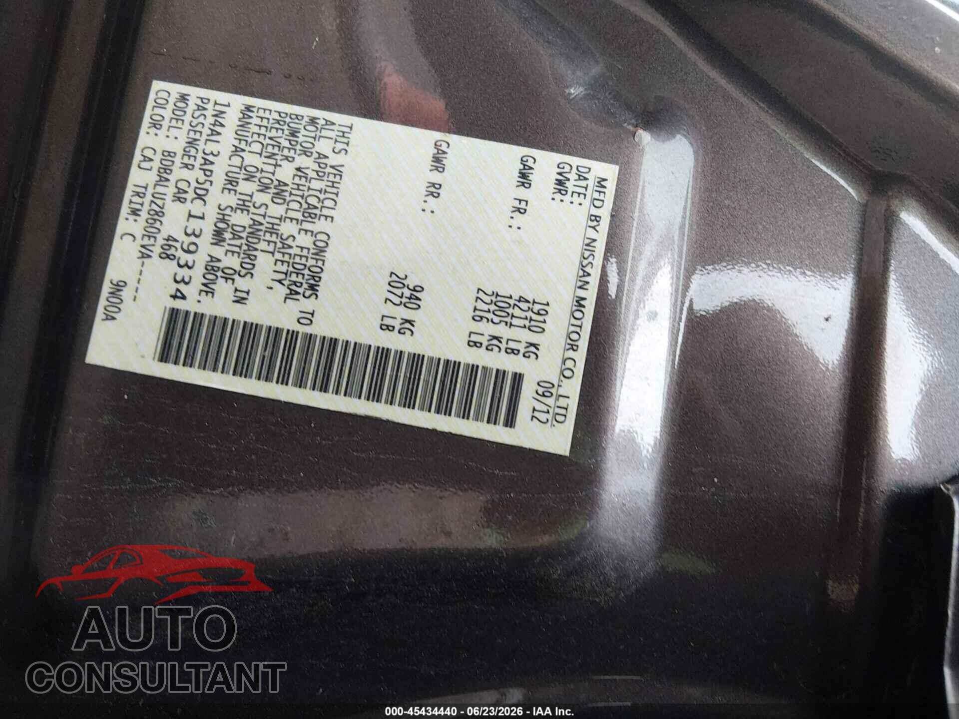 NISSAN ALTIMA 2013 - 1N4AL3AP5DC139334