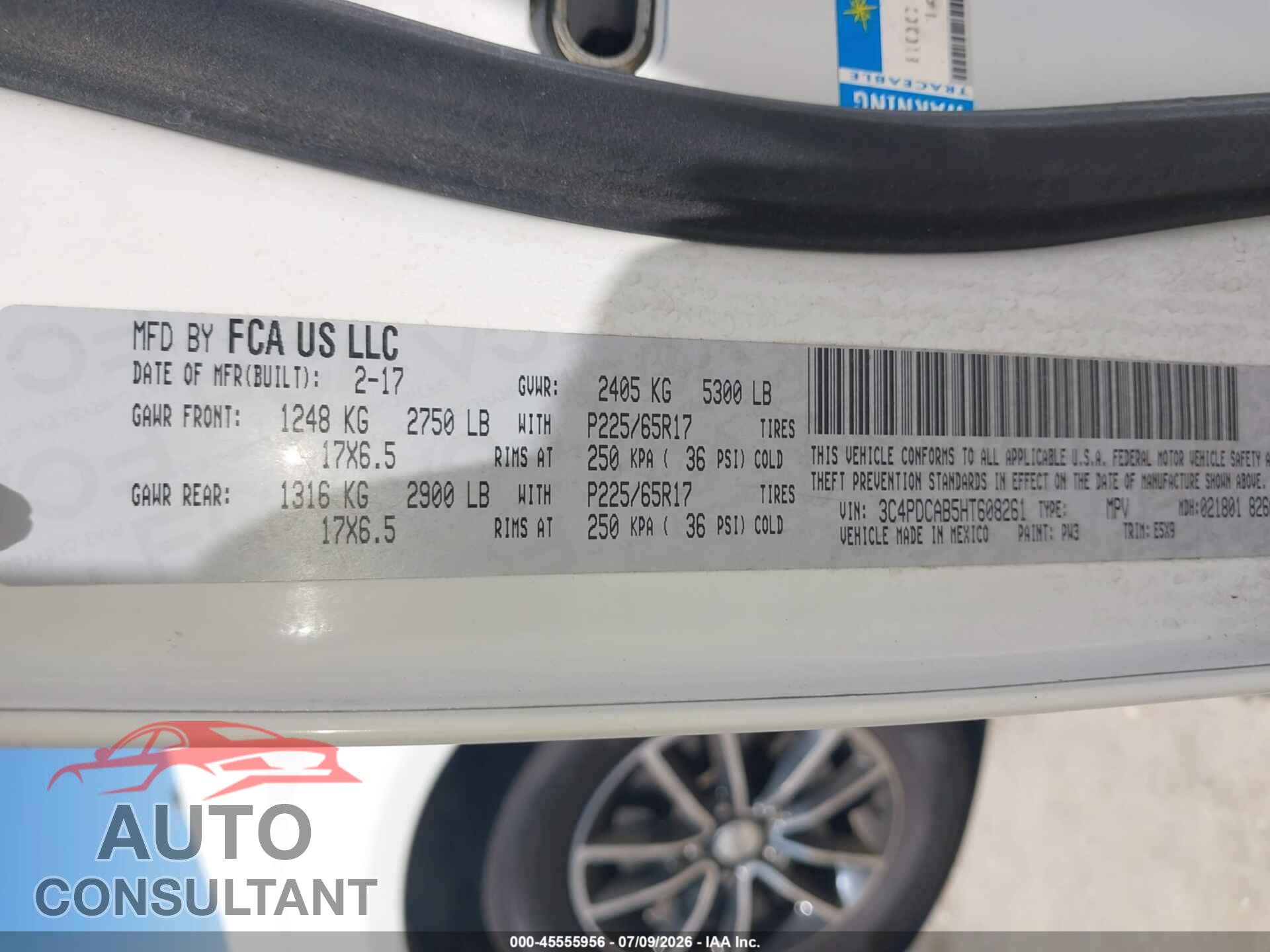 DODGE JOURNEY 2017 - 3C4PDCAB5HT608261