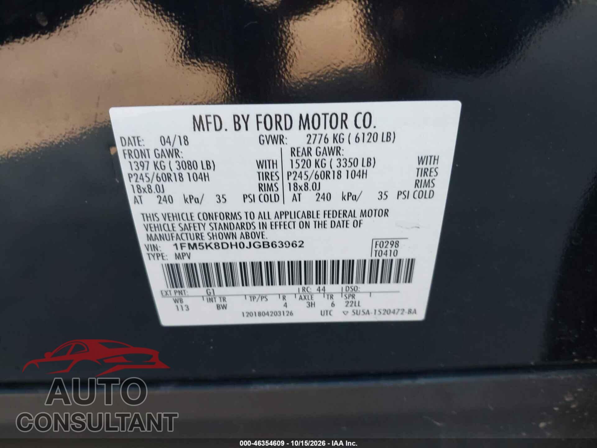 FORD EXPLORER 2018 - 1FM5K8DH0JGB63962