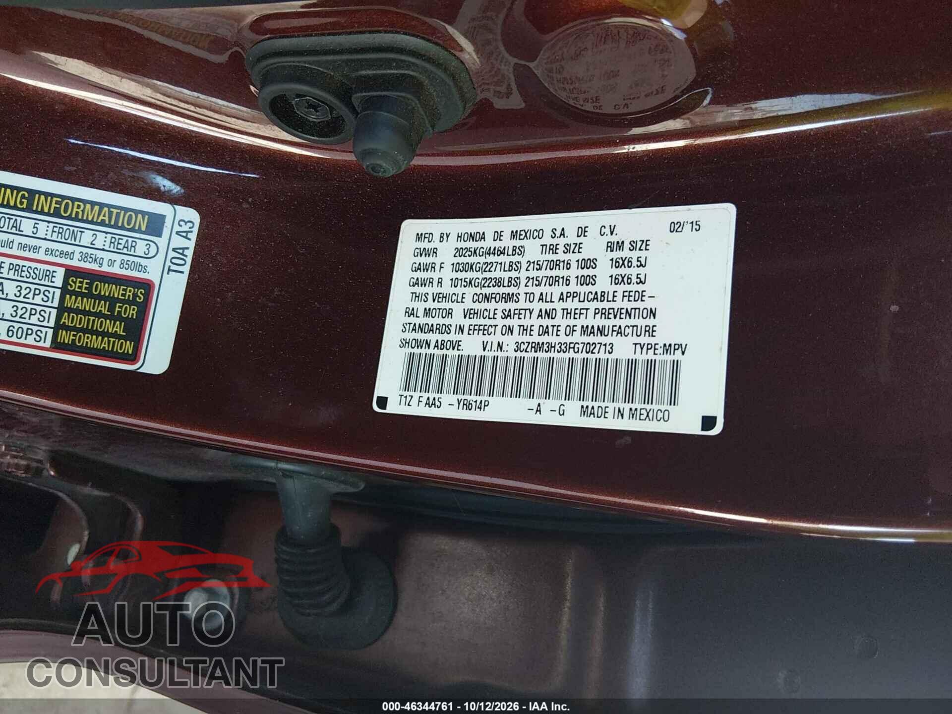 HONDA CR-V 2015 - 3CZRM3H33FG702713