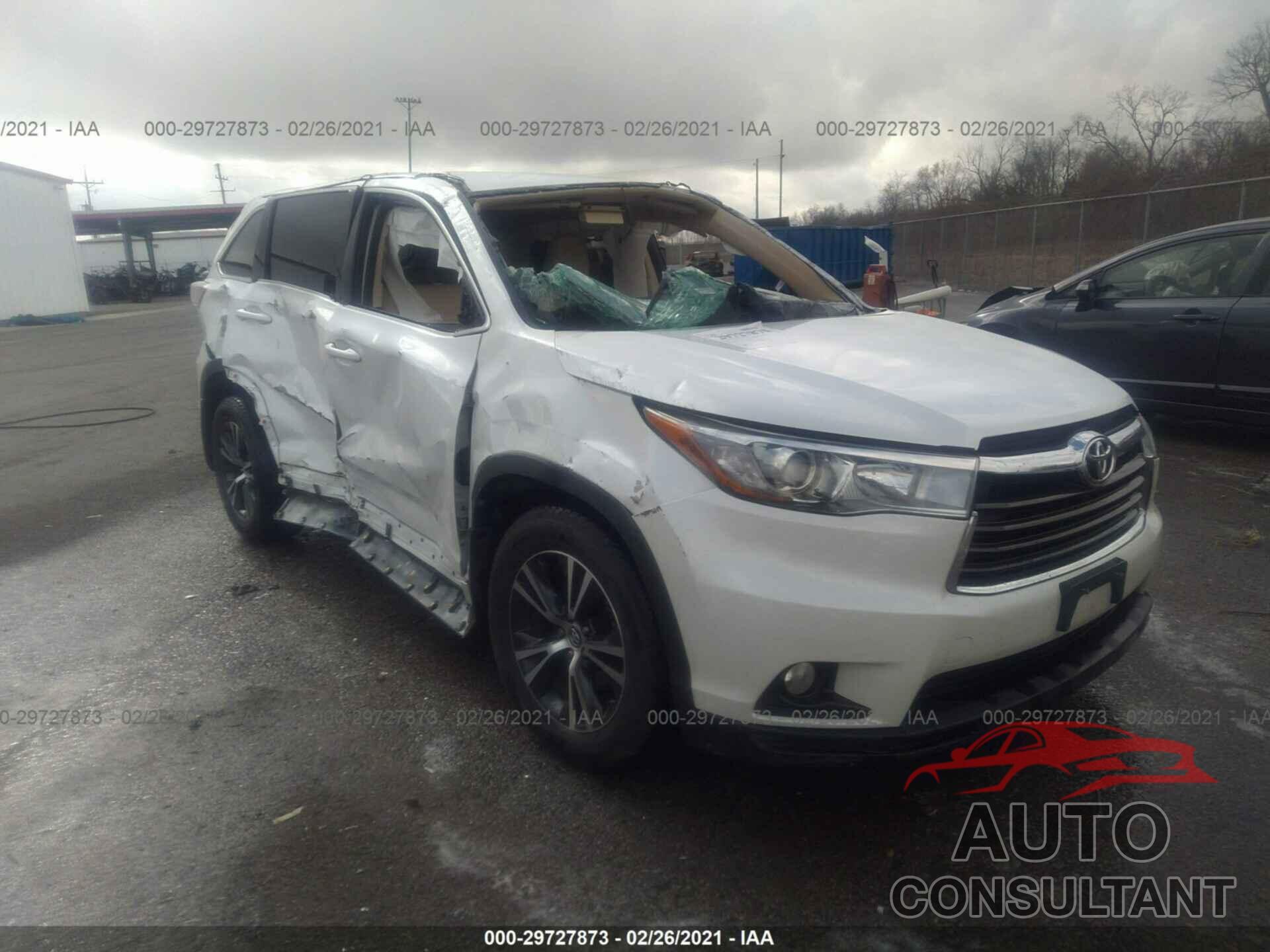 TOYOTA HIGHLANDER 2016 - 5TDJKRFH2GS306737