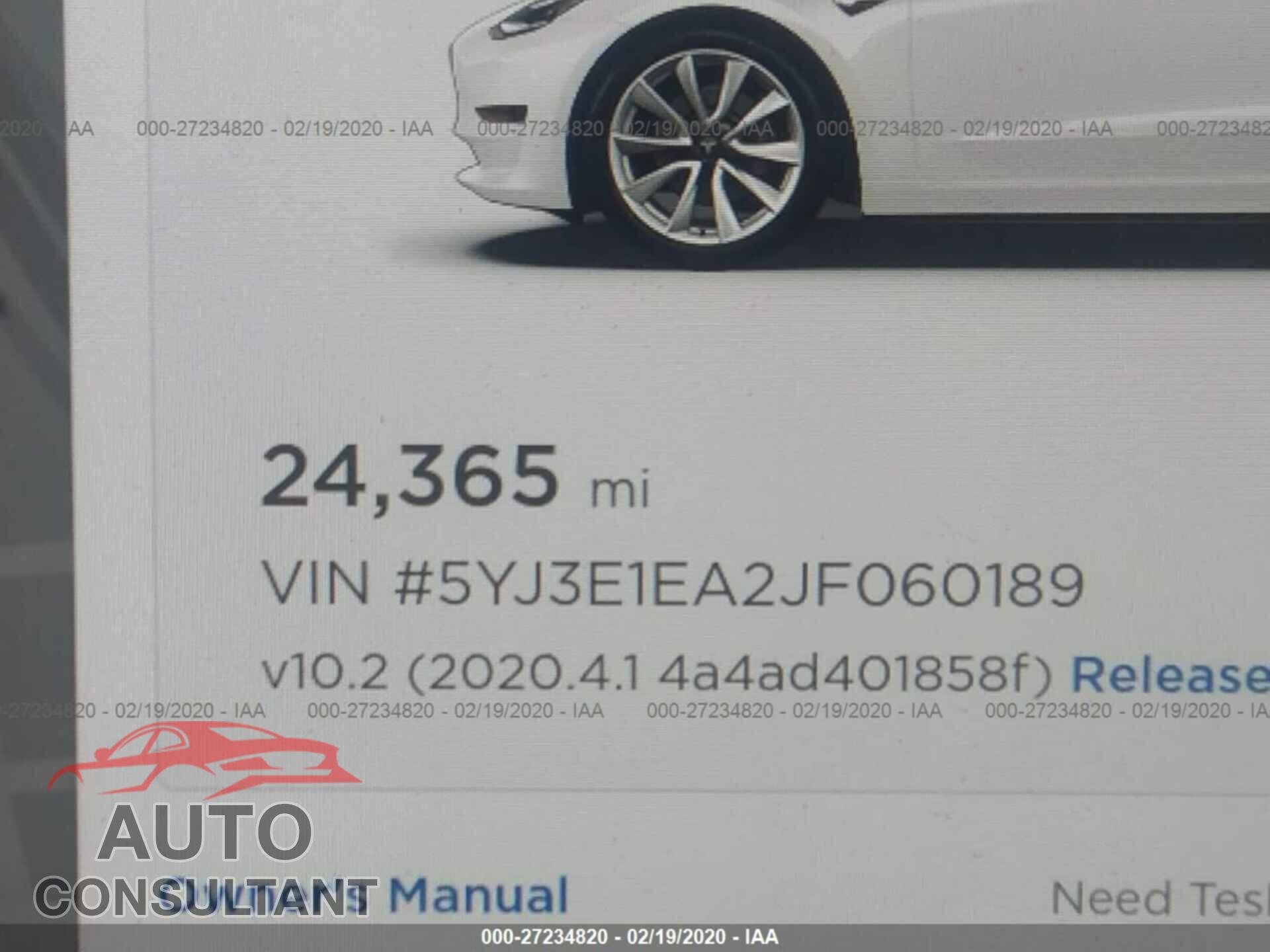 TESLA MODEL 3 2018 - 5YJ3E1EA2JF060189