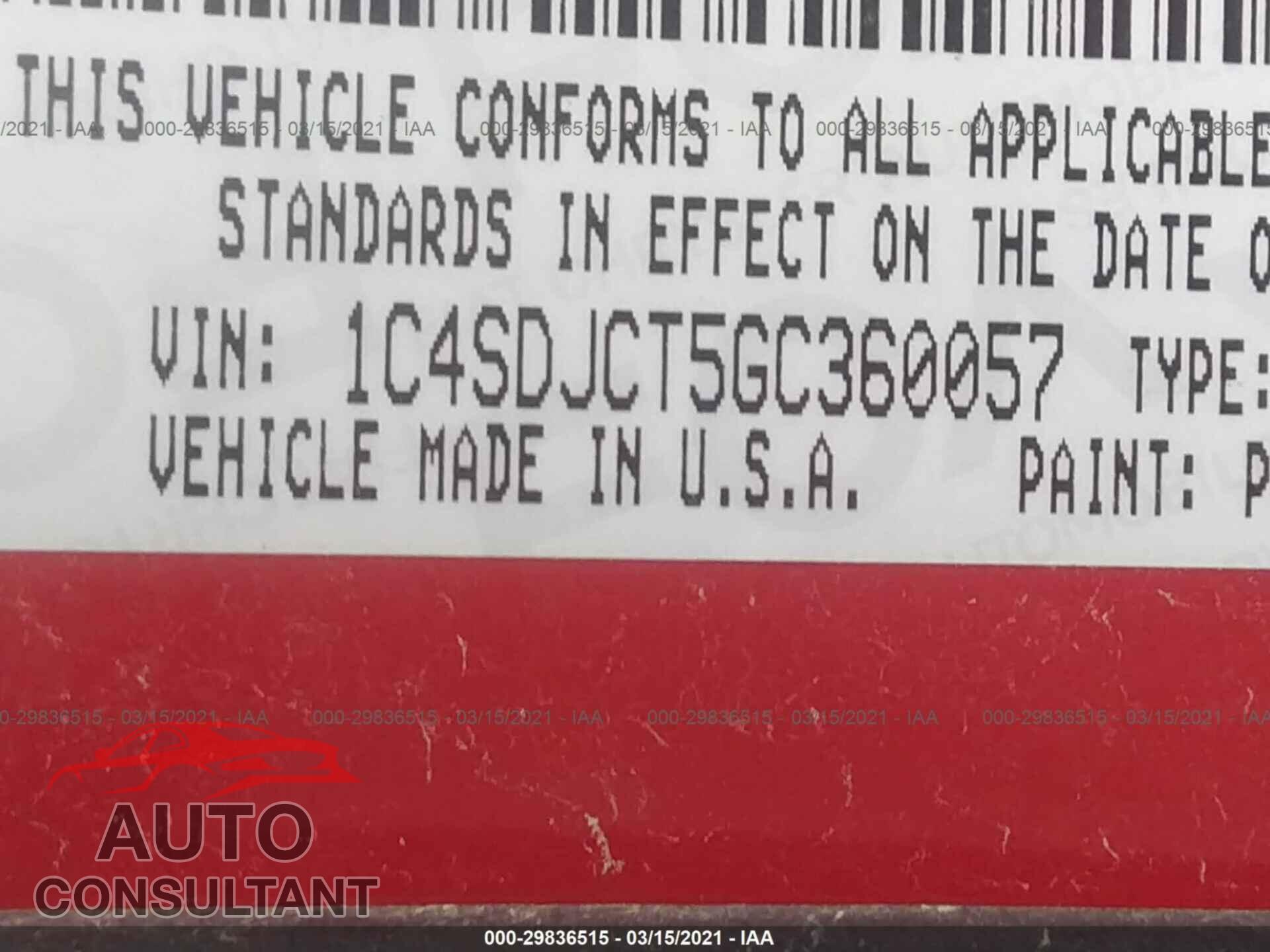 DODGE DURANGO 2016 - 1C4SDJCT5GC360057