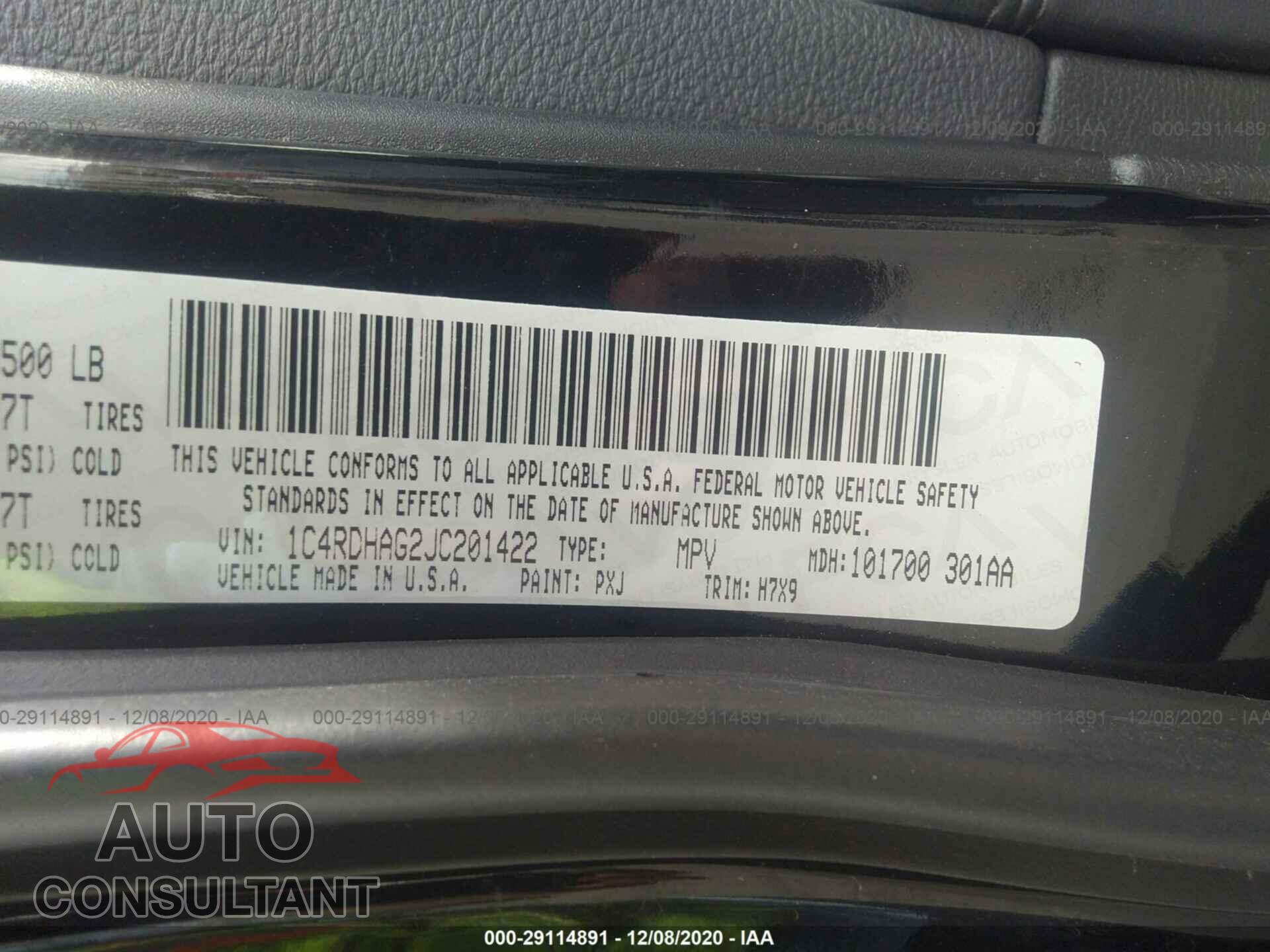 DODGE DURANGO 2018 - 1C4RDHAG2JC201422