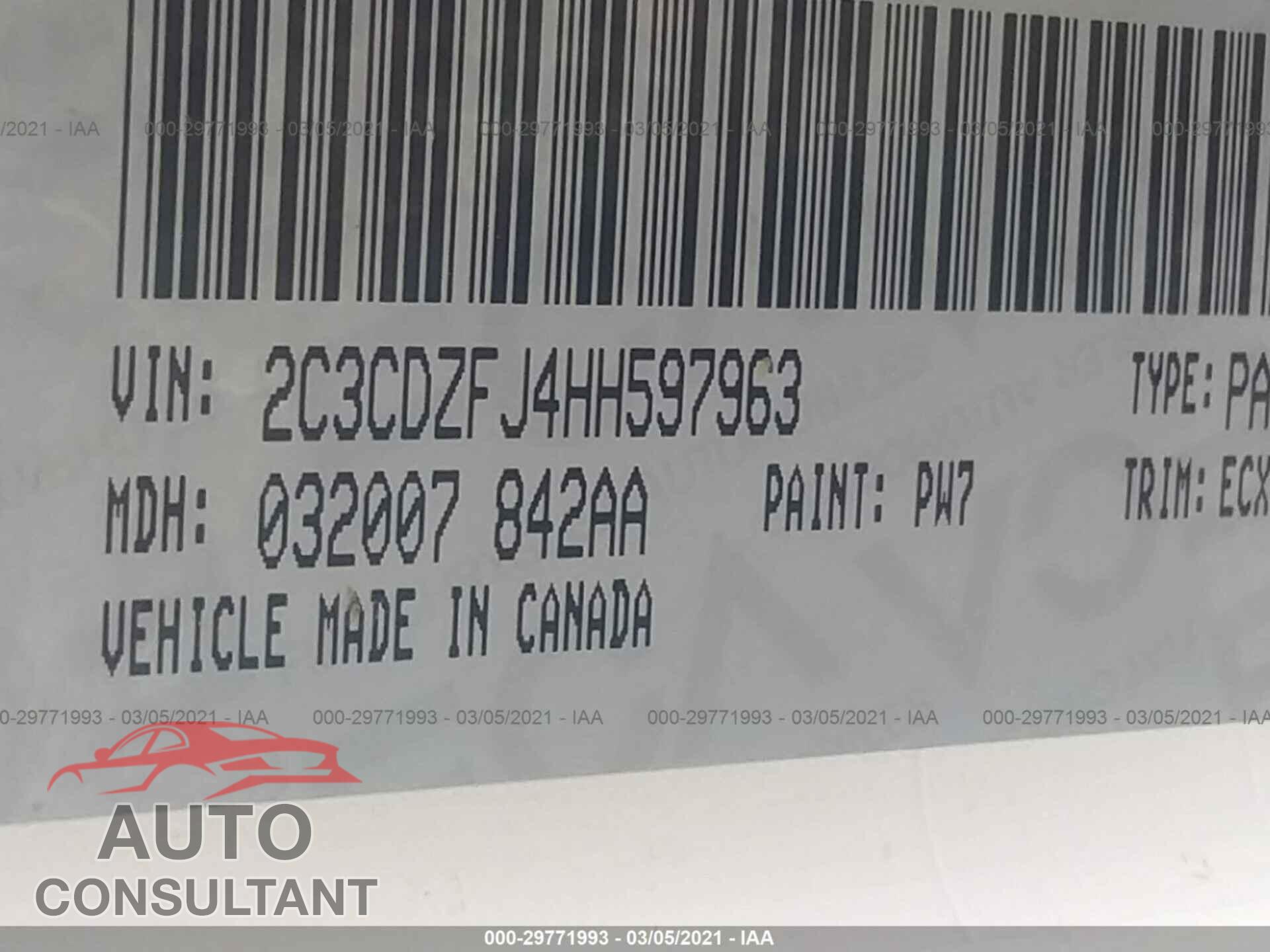 DODGE CHALLENGER 2017 - 2C3CDZFJ4HH597963