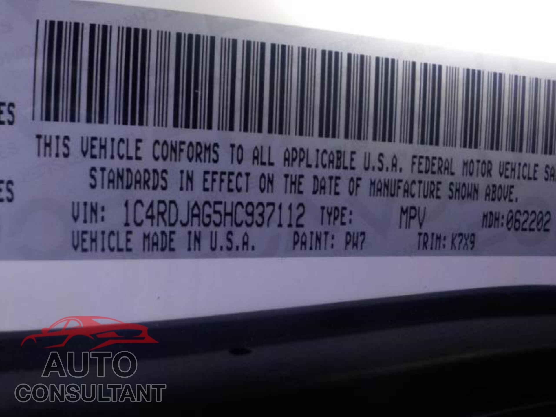 DODGE DURANGO 2017 - 1C4RDJAG5HC937112