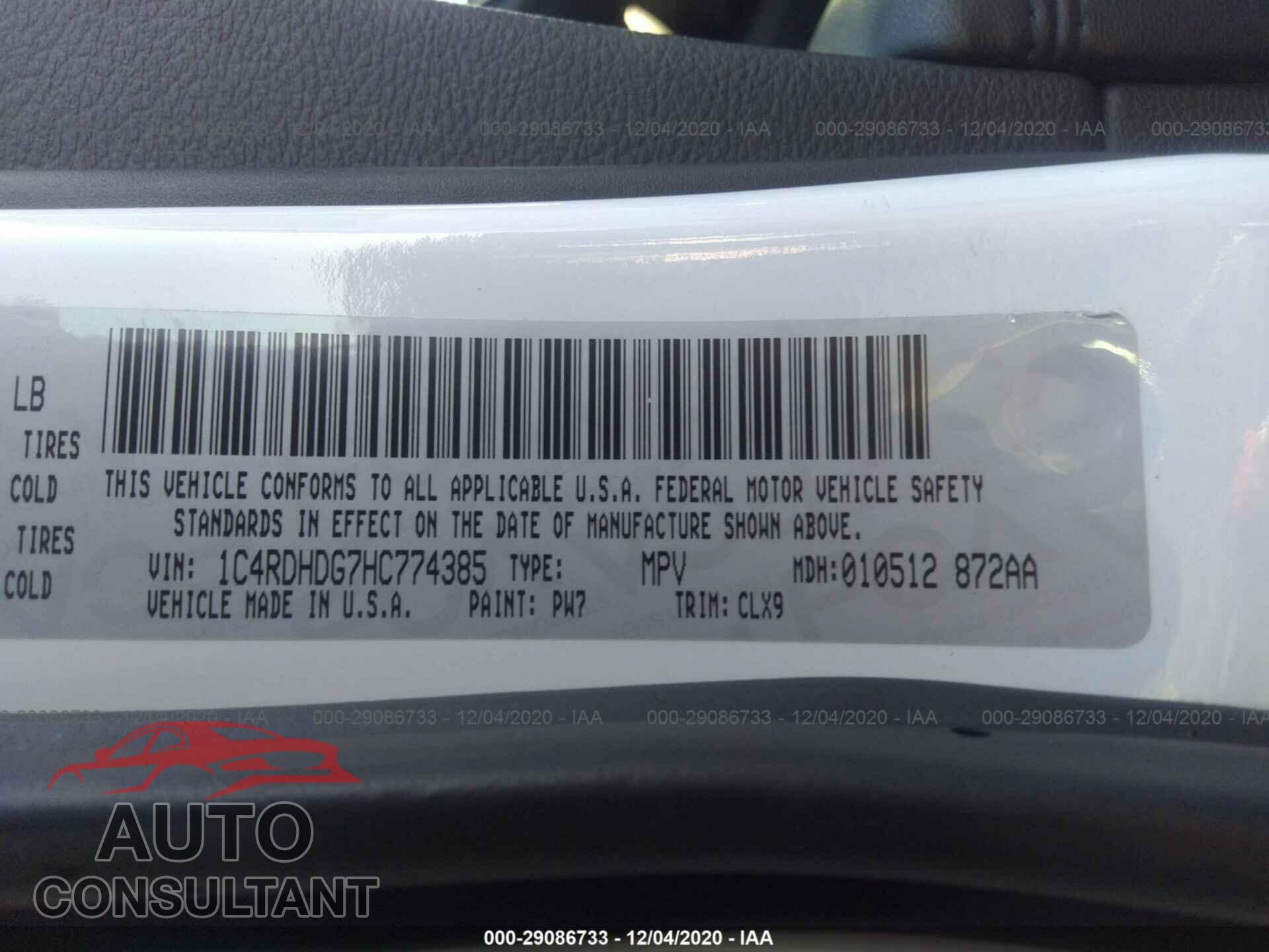 DODGE DURANGO 2017 - 1C4RDHDG7HC774385