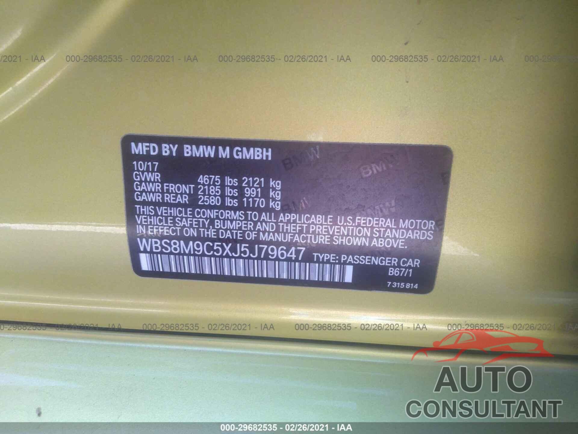 BMW M3 2018 - WBS8M9C5XJ5J79647