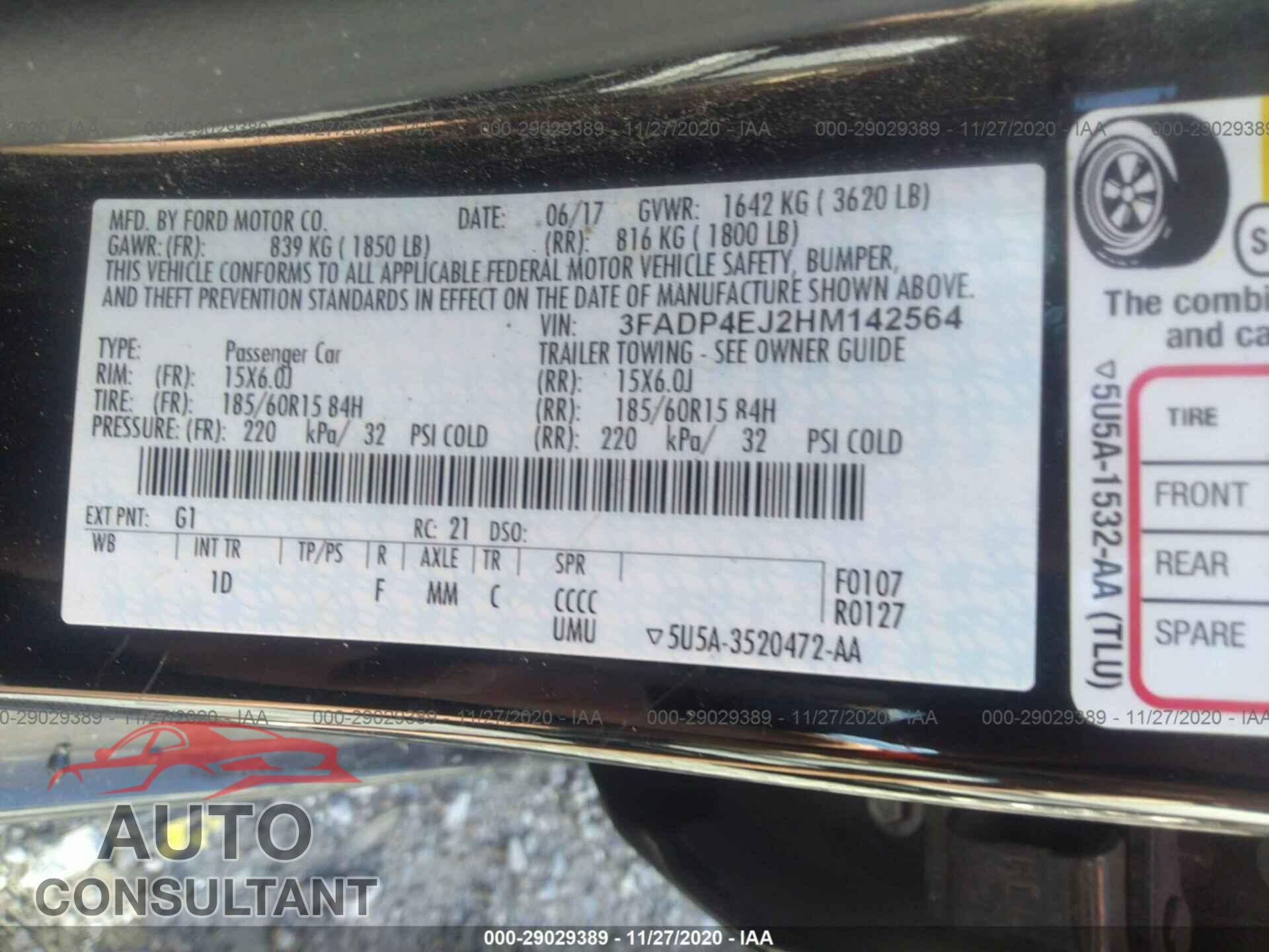 FORD FIESTA 2017 - 3FADP4EJ2HM142564