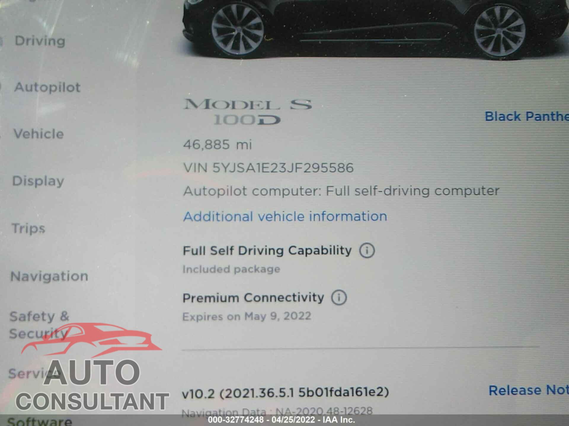 TESLA MODEL S 2018 - 5YJSA1E23JF295586