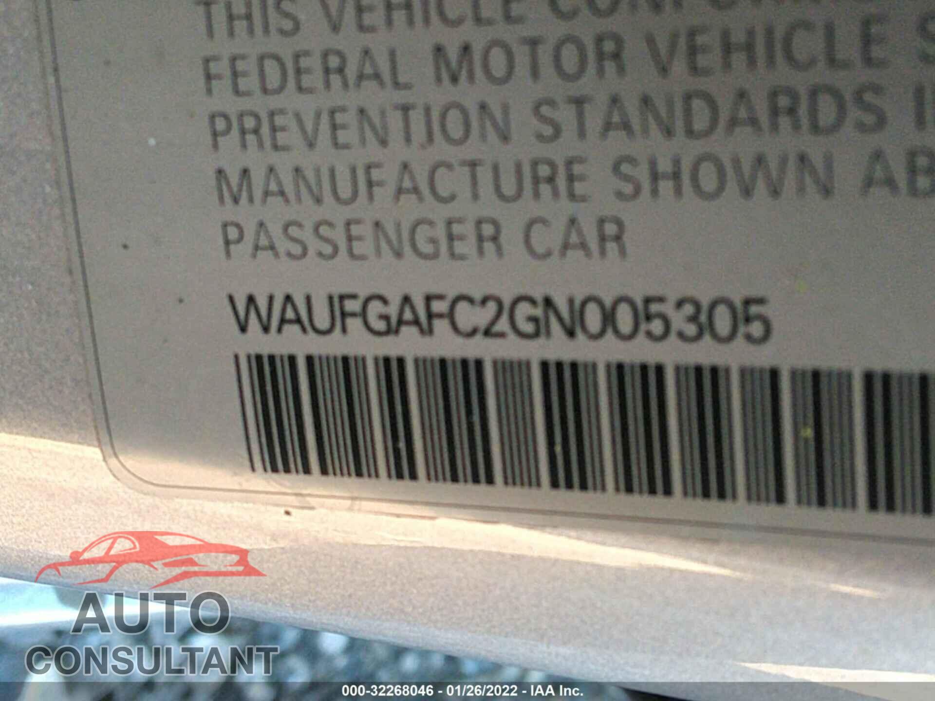 AUDI A6 2016 - WAUFGAFC2GN005305
