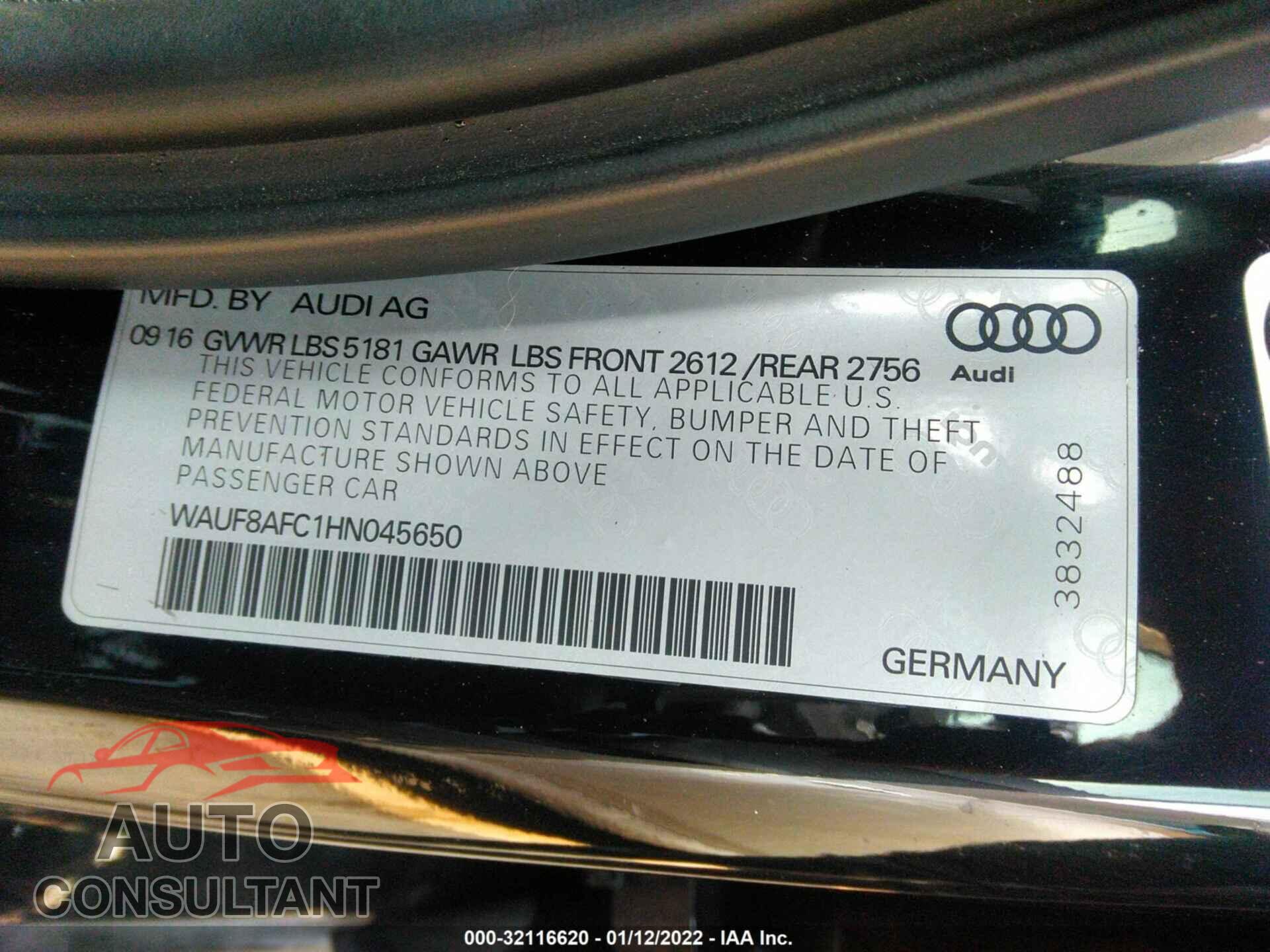 AUDI A6 2017 - WAUF8AFC1HN045650