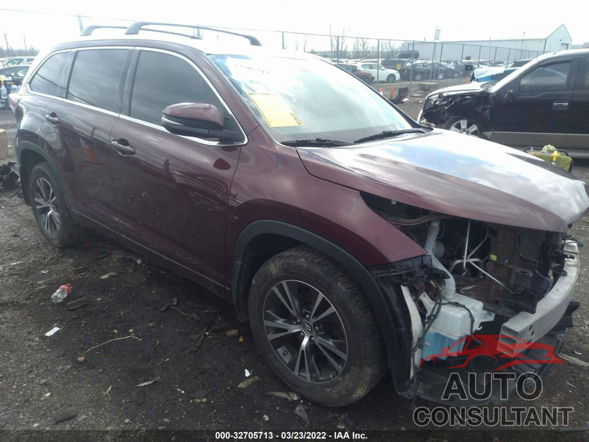 TOYOTA HIGHLANDER 2016 - 5TDJKRFH3GS274512