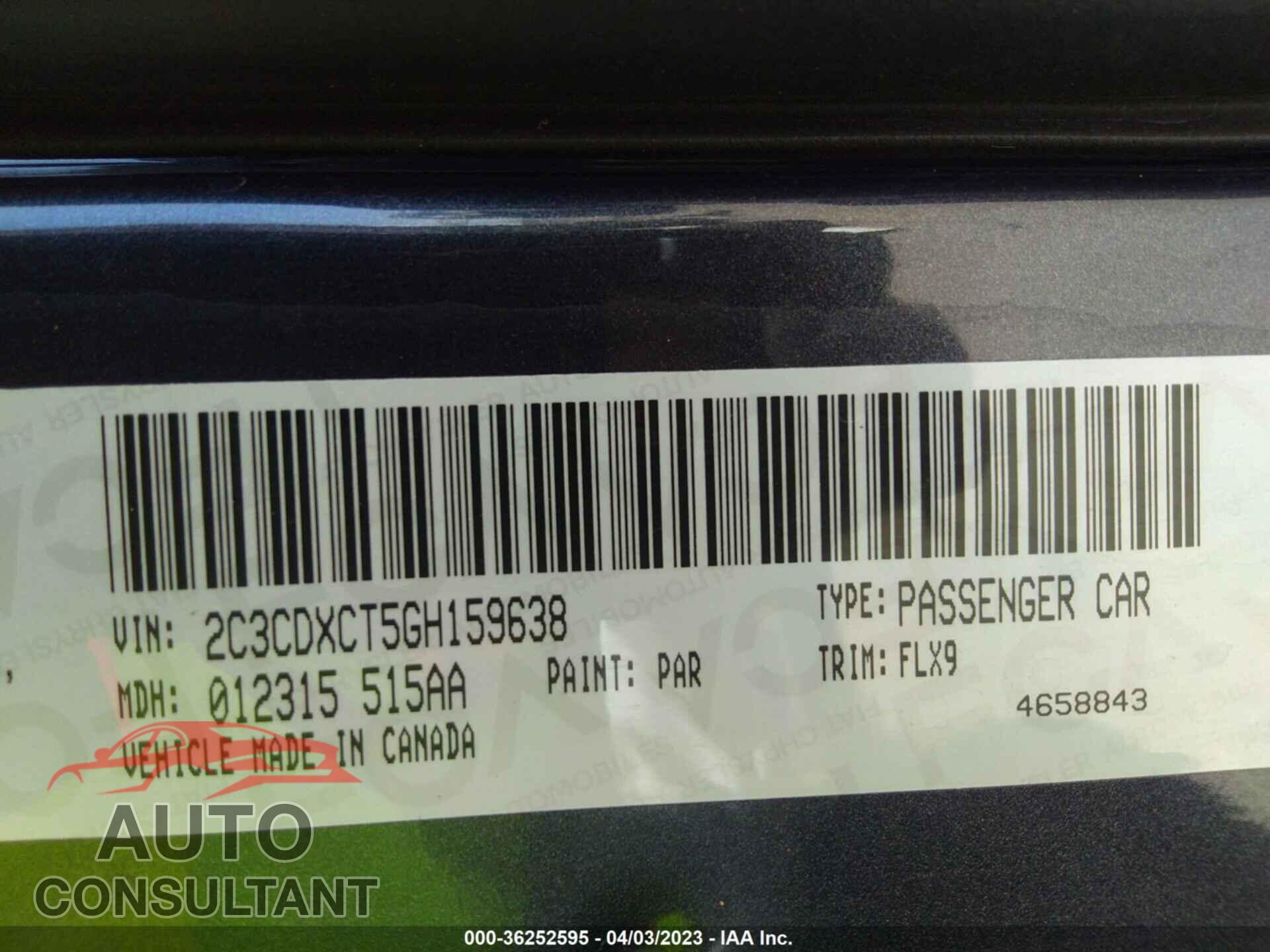 DODGE CHARGER 2016 - 2C3CDXCT5GH159638