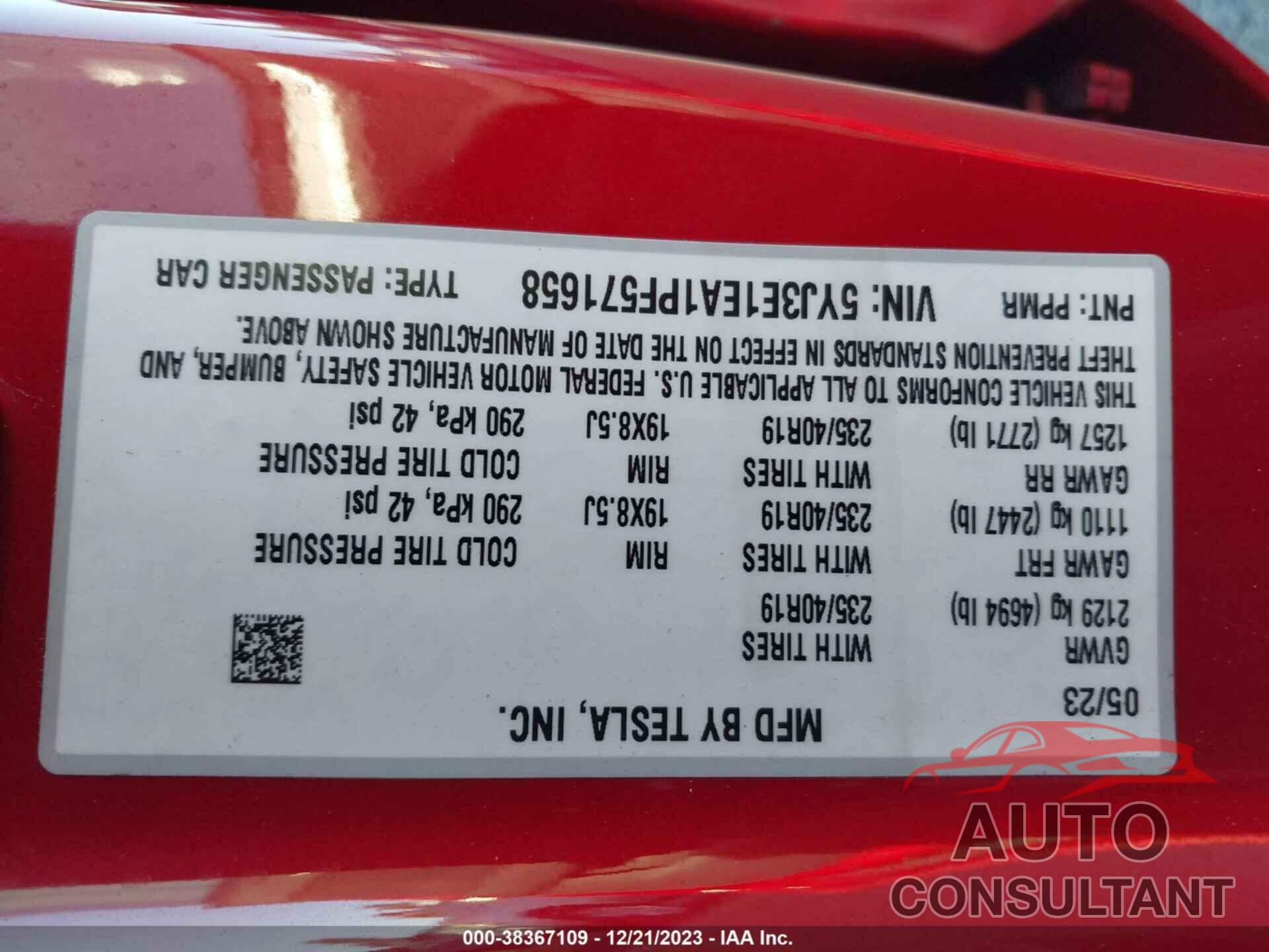 TESLA MODEL 3 2023 - 5YJ3E1EA1PF571658