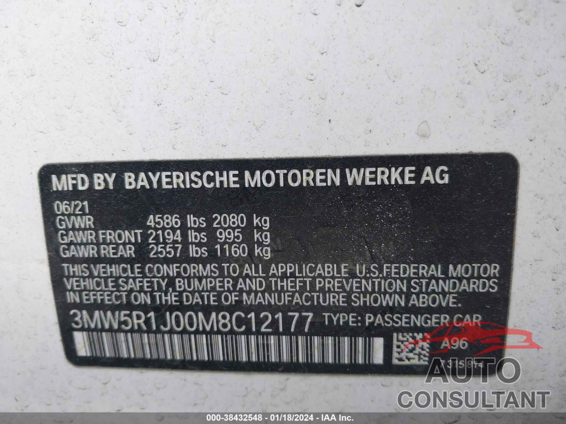 BMW 330I 2021 - 3MW5R1J00M8C12177