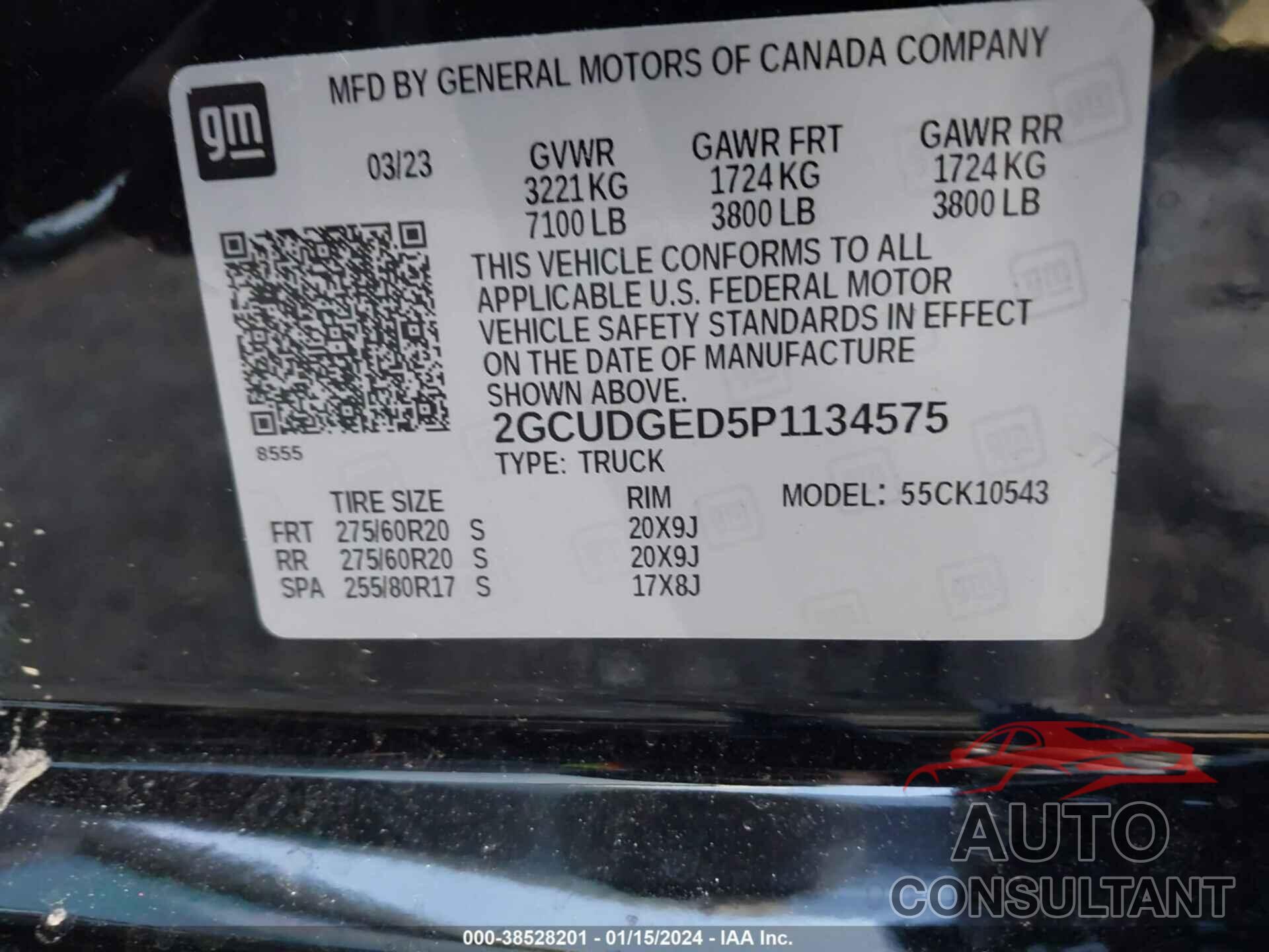 CHEVROLET SILVERADO 1500 2023 - 2GCUDGED5P1134575