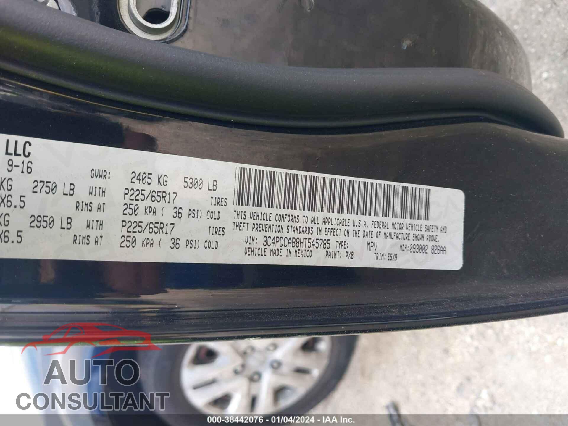 DODGE JOURNEY 2017 - 3C4PDCAB8HT545785