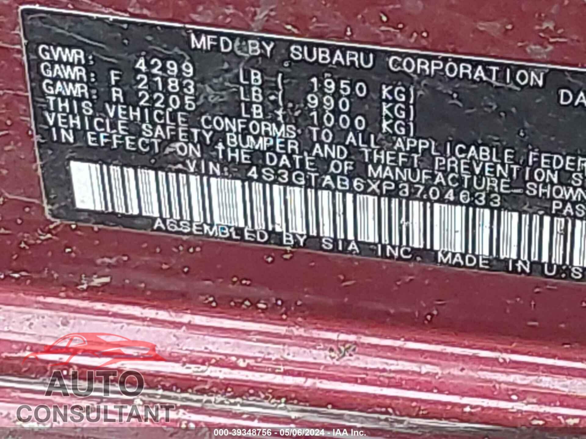 SUBARU IMPREZA 2023 - 4S3GTAB6XP3704633