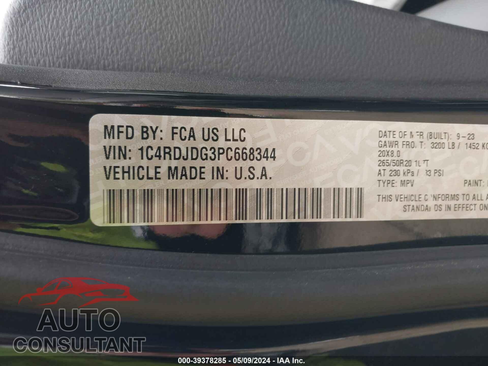 DODGE DURANGO 2023 - 1C4RDJDG3PC668344