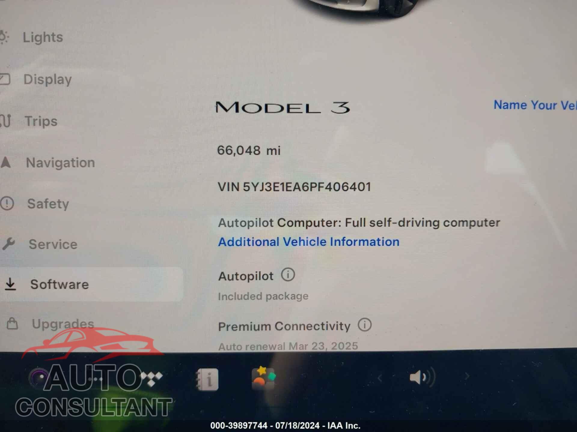 TESLA MODEL 3 2023 - 5YJ3E1EA6PF406401