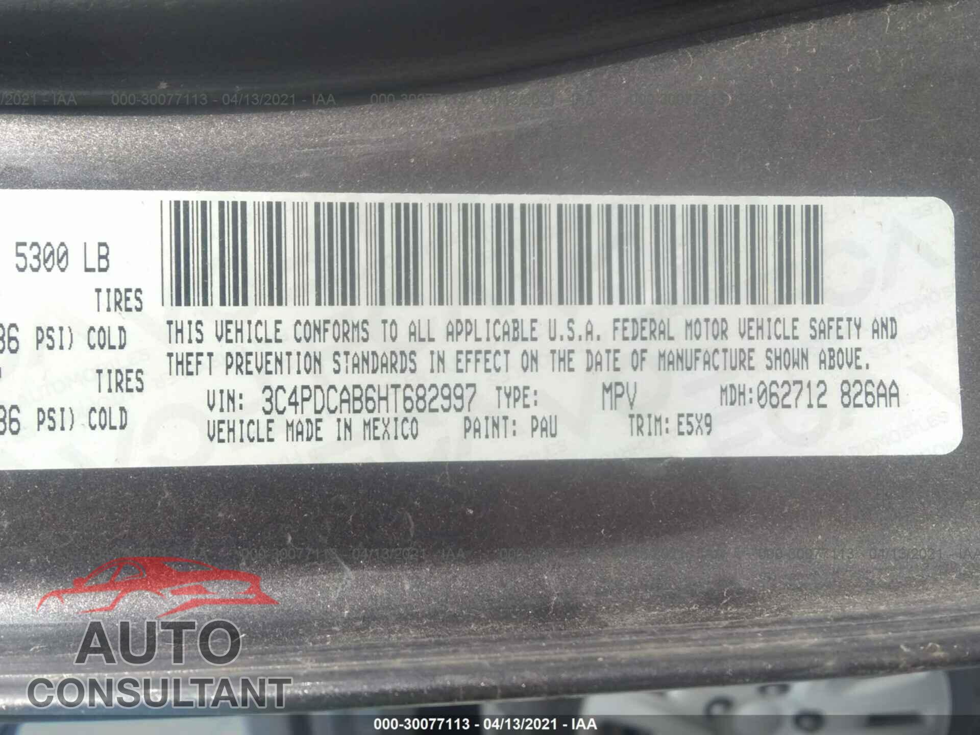 DODGE JOURNEY 2017 - 3C4PDCAB6HT682997