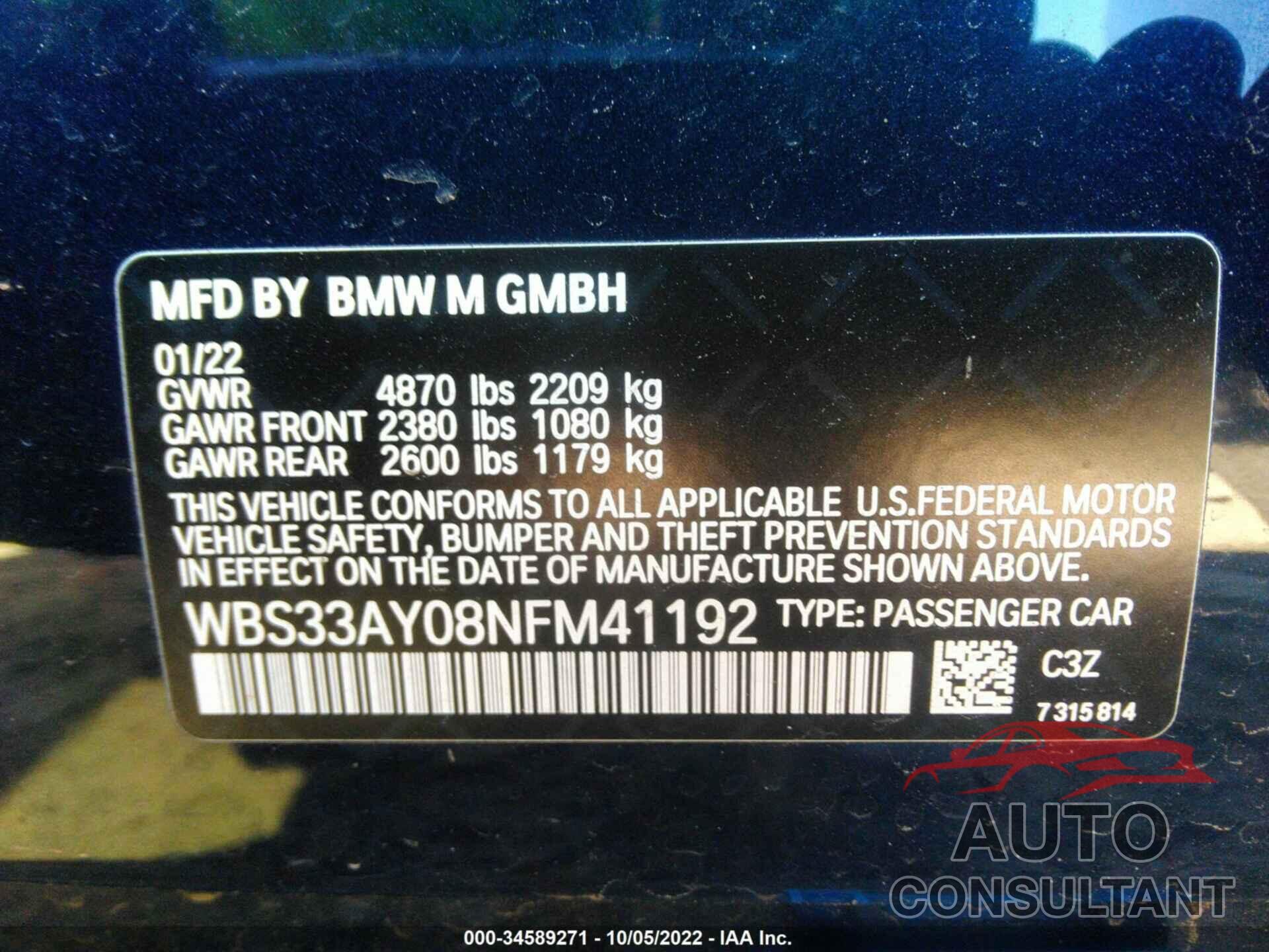 BMW M3 2022 - WBS33AY08NFM41192