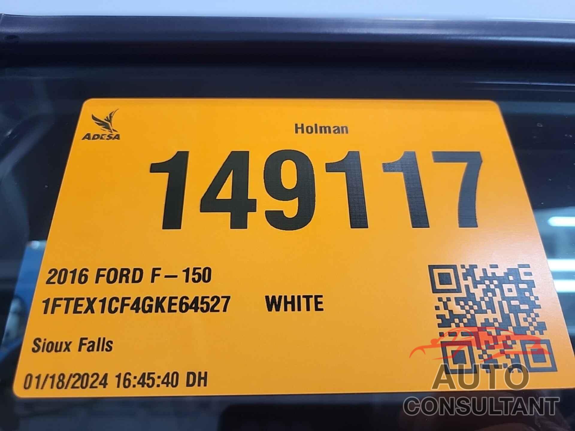 FORD F-150 2016 - 1FTEX1CF4GKE64527