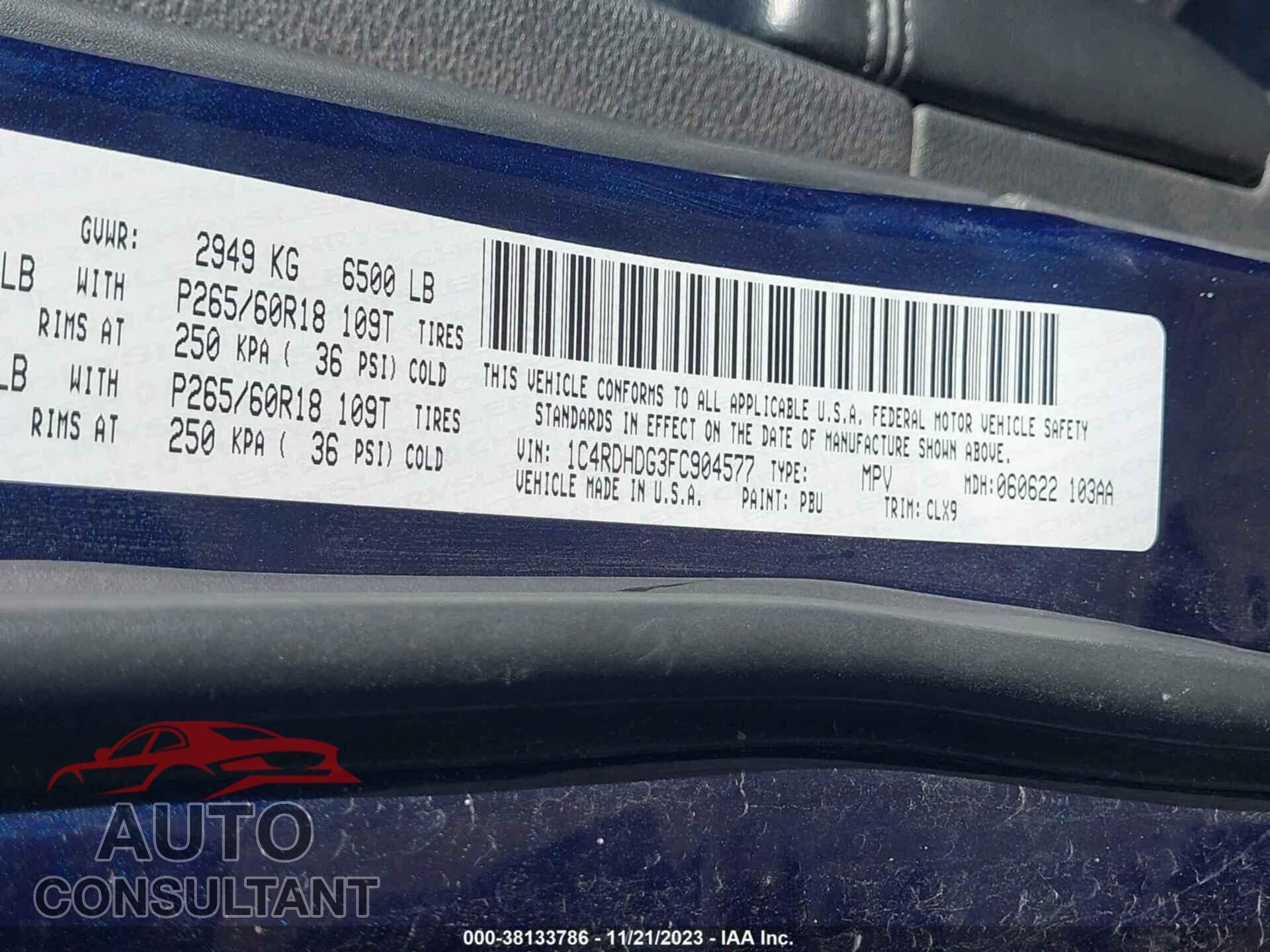 DODGE DURANGO 2015 - 1C4RDHDG3FC904577