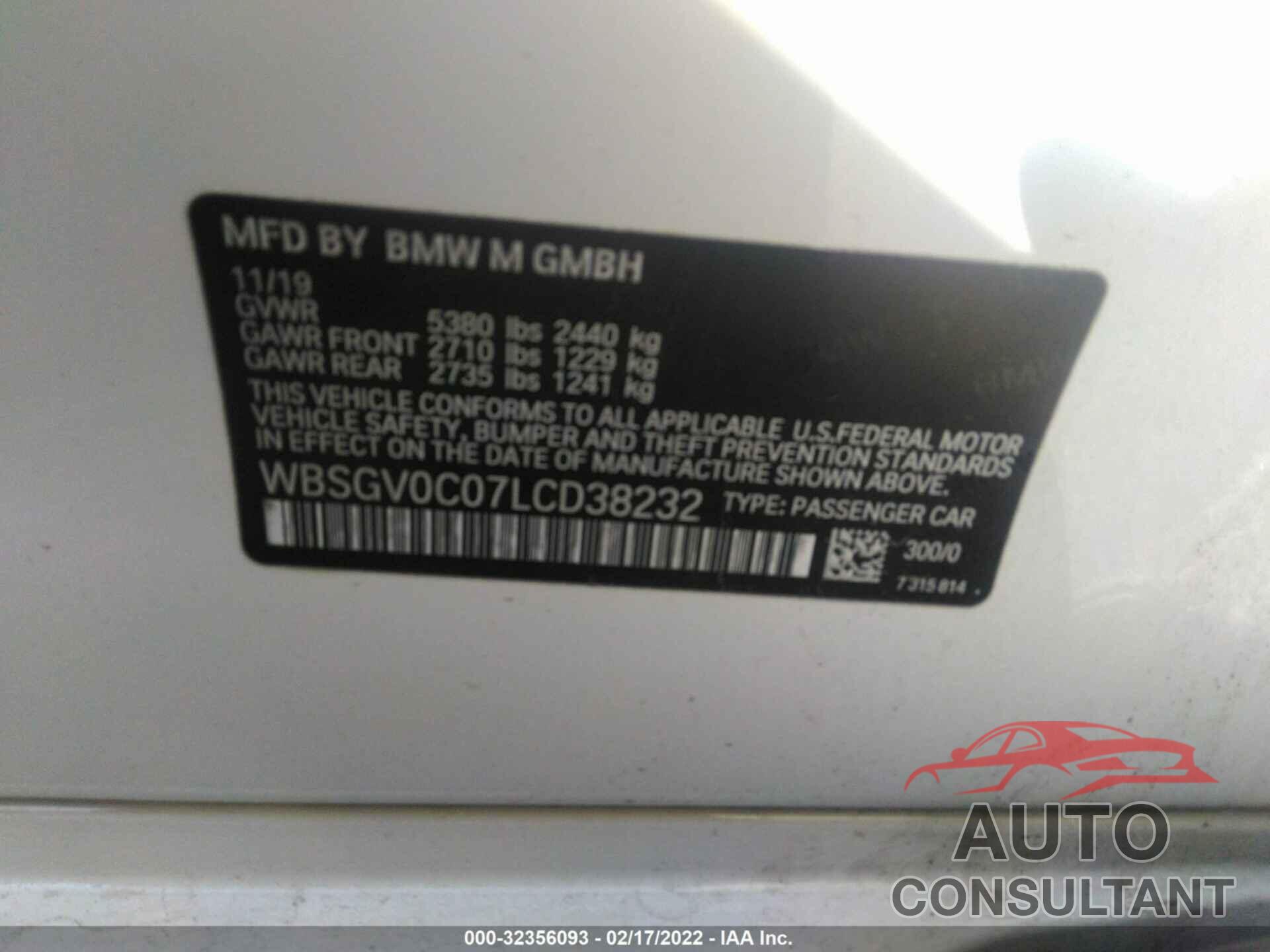 BMW M8 2020 - WBSGV0C07LCD38232