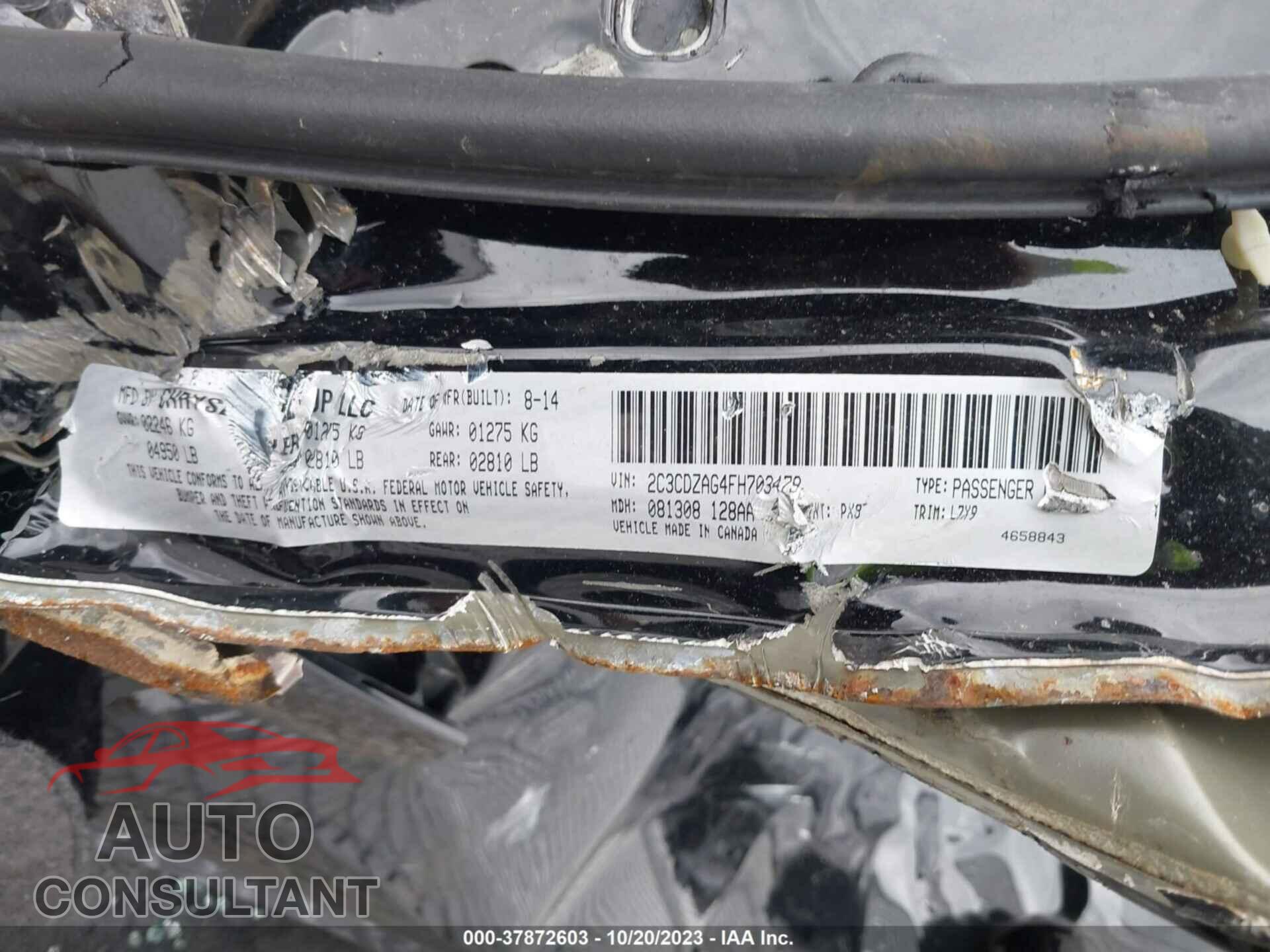 DODGE CHALLENGER 2015 - 2C3CDZAG4FH703479