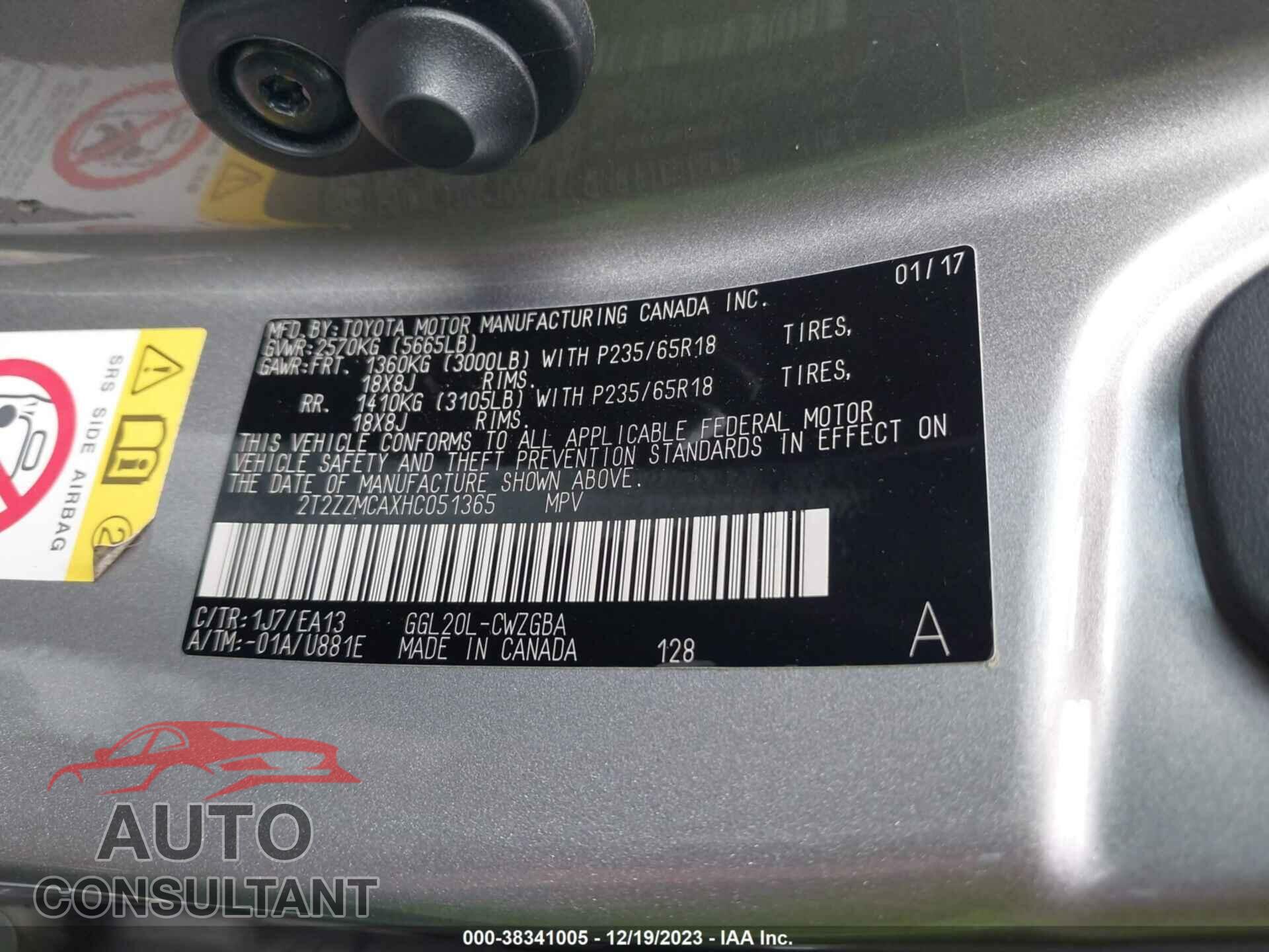 LEXUS RX 2017 - 2T2ZZMCAXHC051365