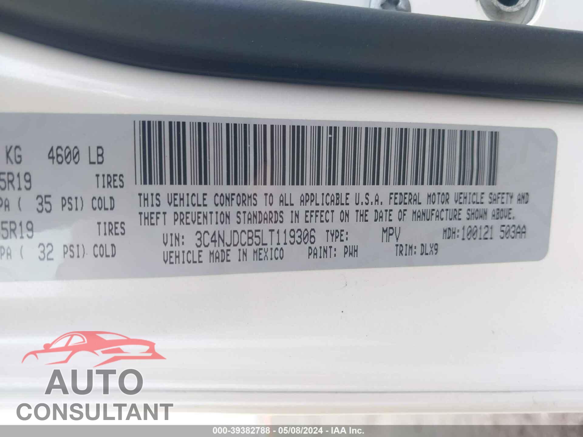 JEEP COMPASS 2020 - 3C4NJDCB5LT119306