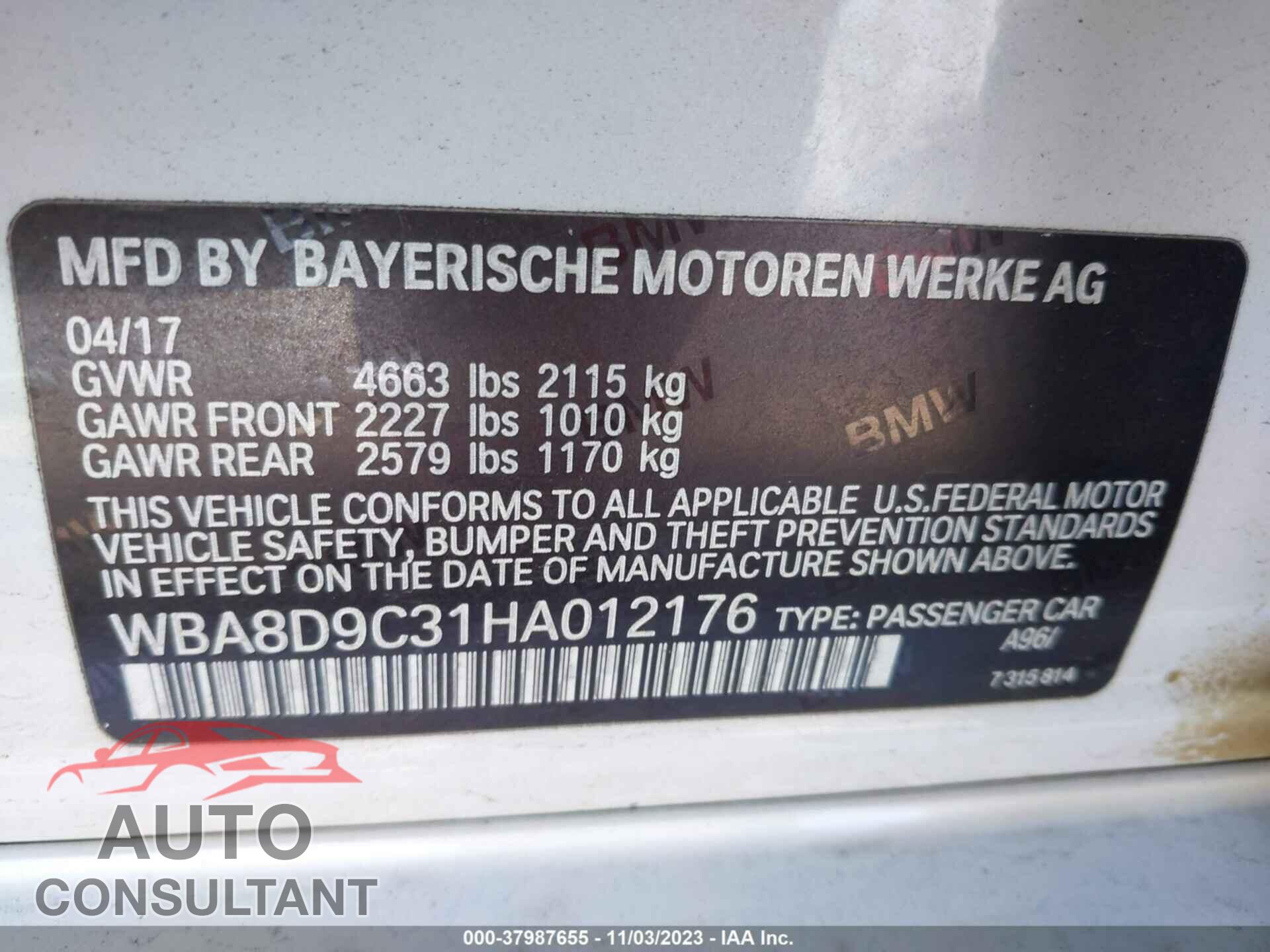 BMW 330 2017 - WBA8D9C31HA012176