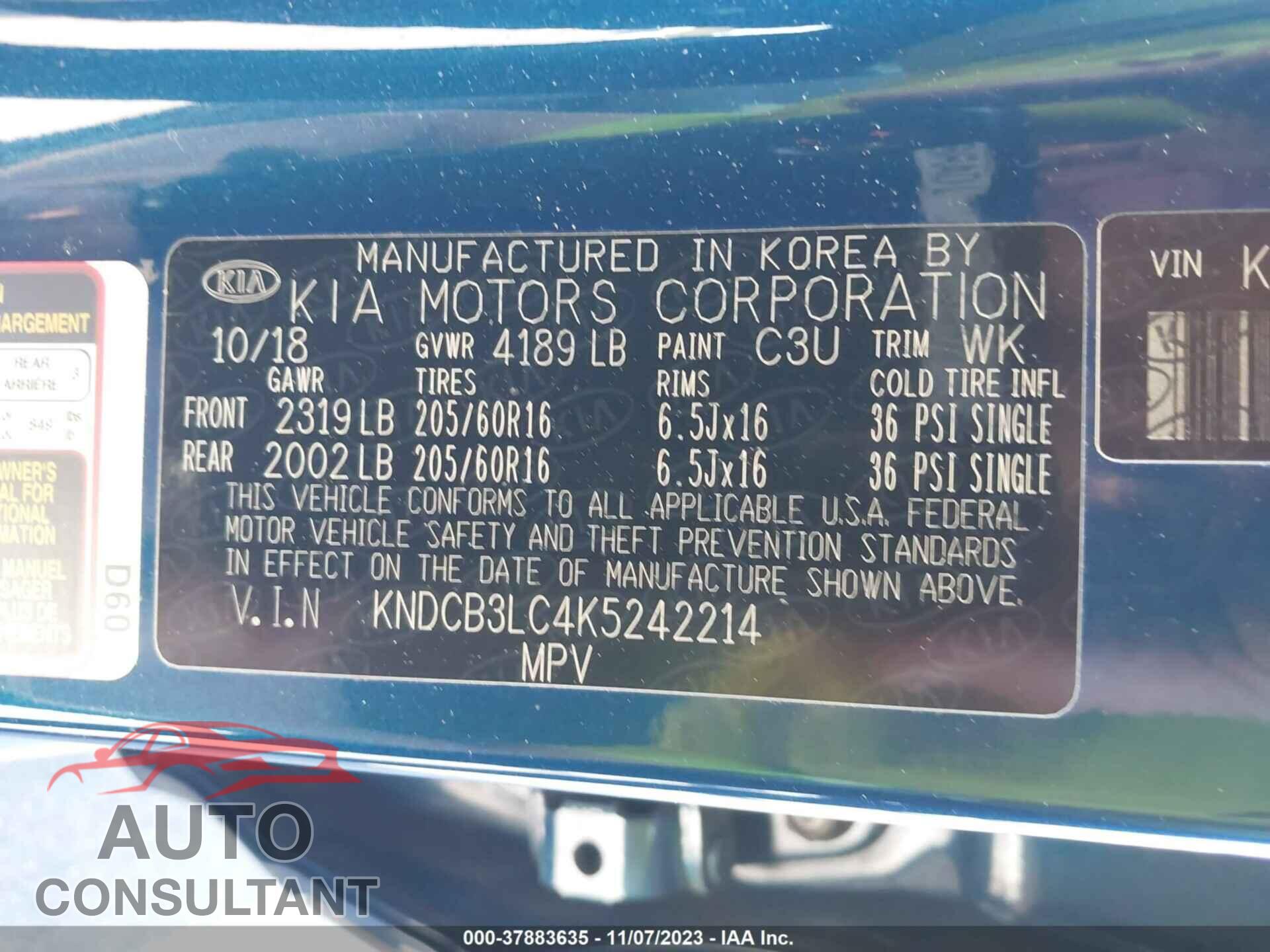 KIA NIRO 2019 - KNDCB3LC4K5242214