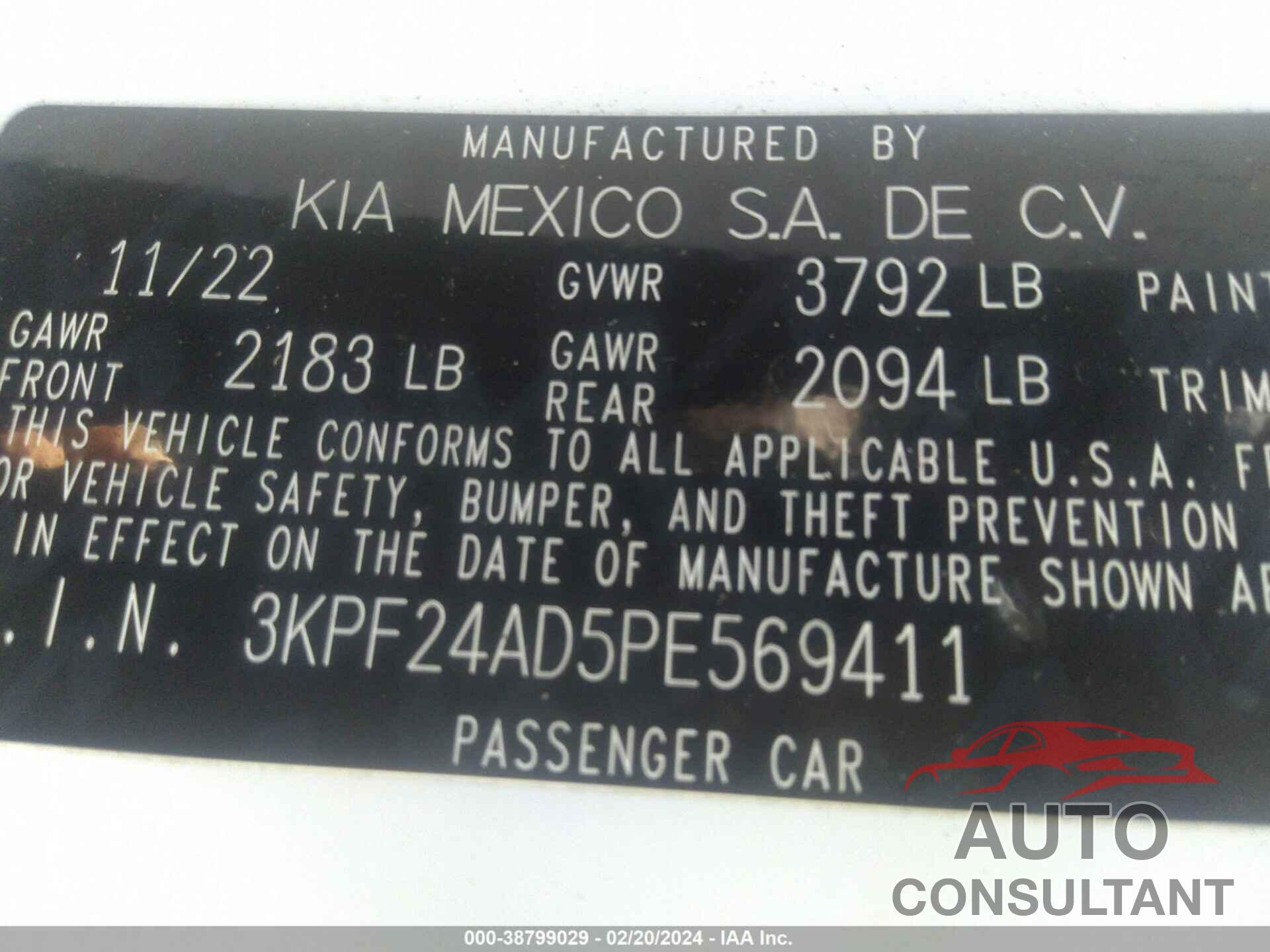 KIA FORTE 2023 - 3KPF24AD5PE569411