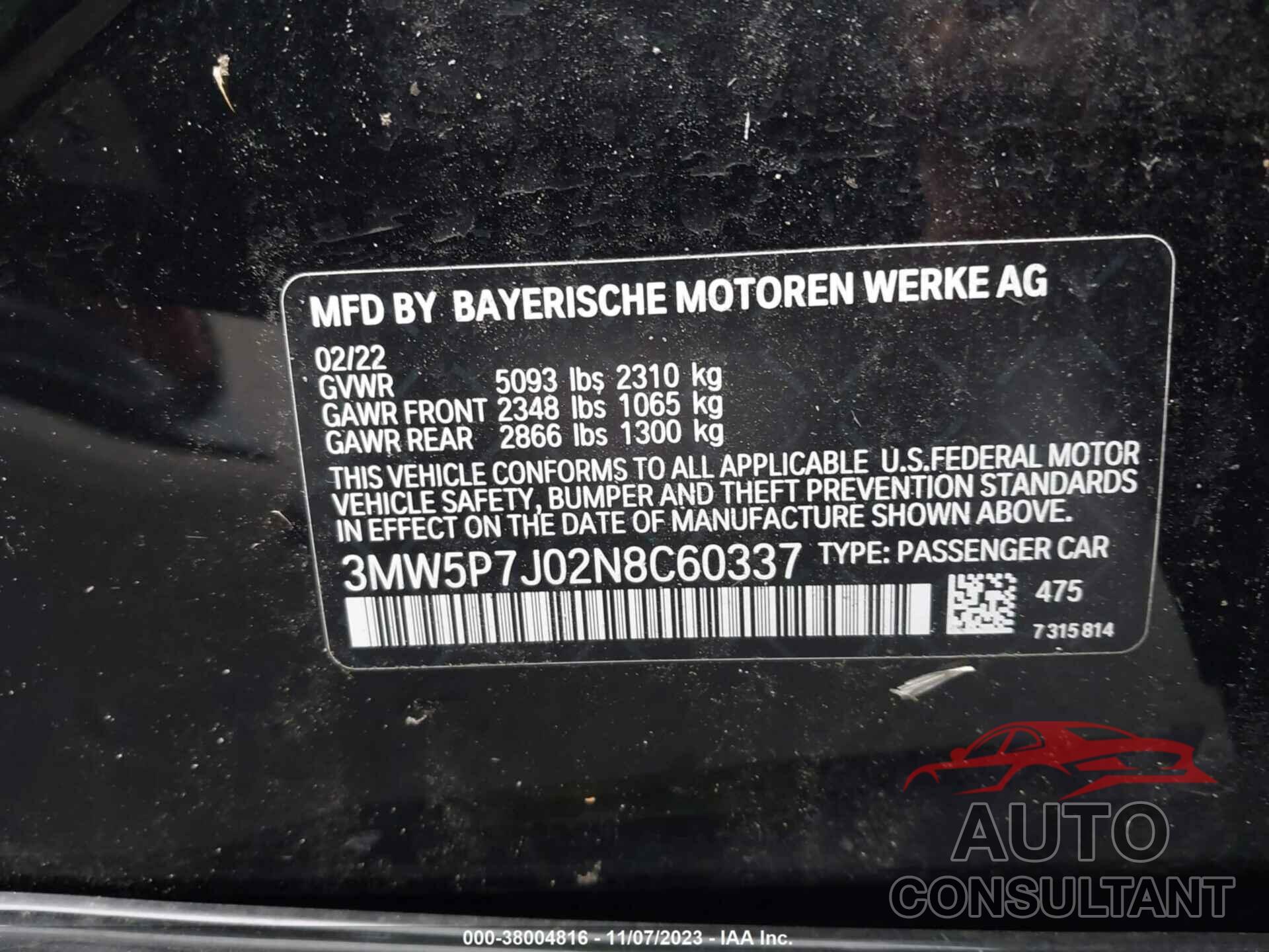 BMW 330E 2022 - 3MW5P7J02N8C60337