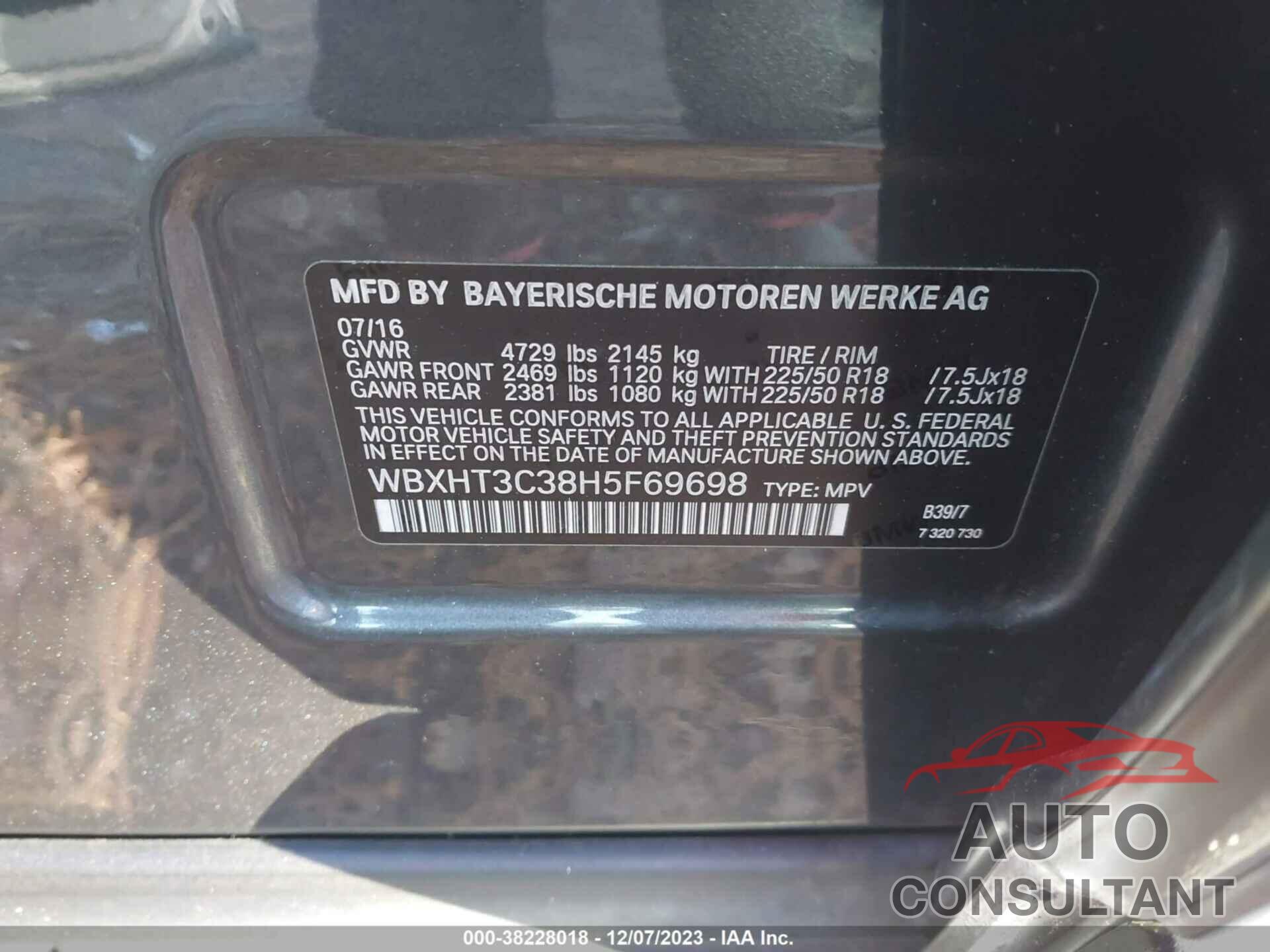 BMW X1 2017 - WBXHT3C38H5F69698