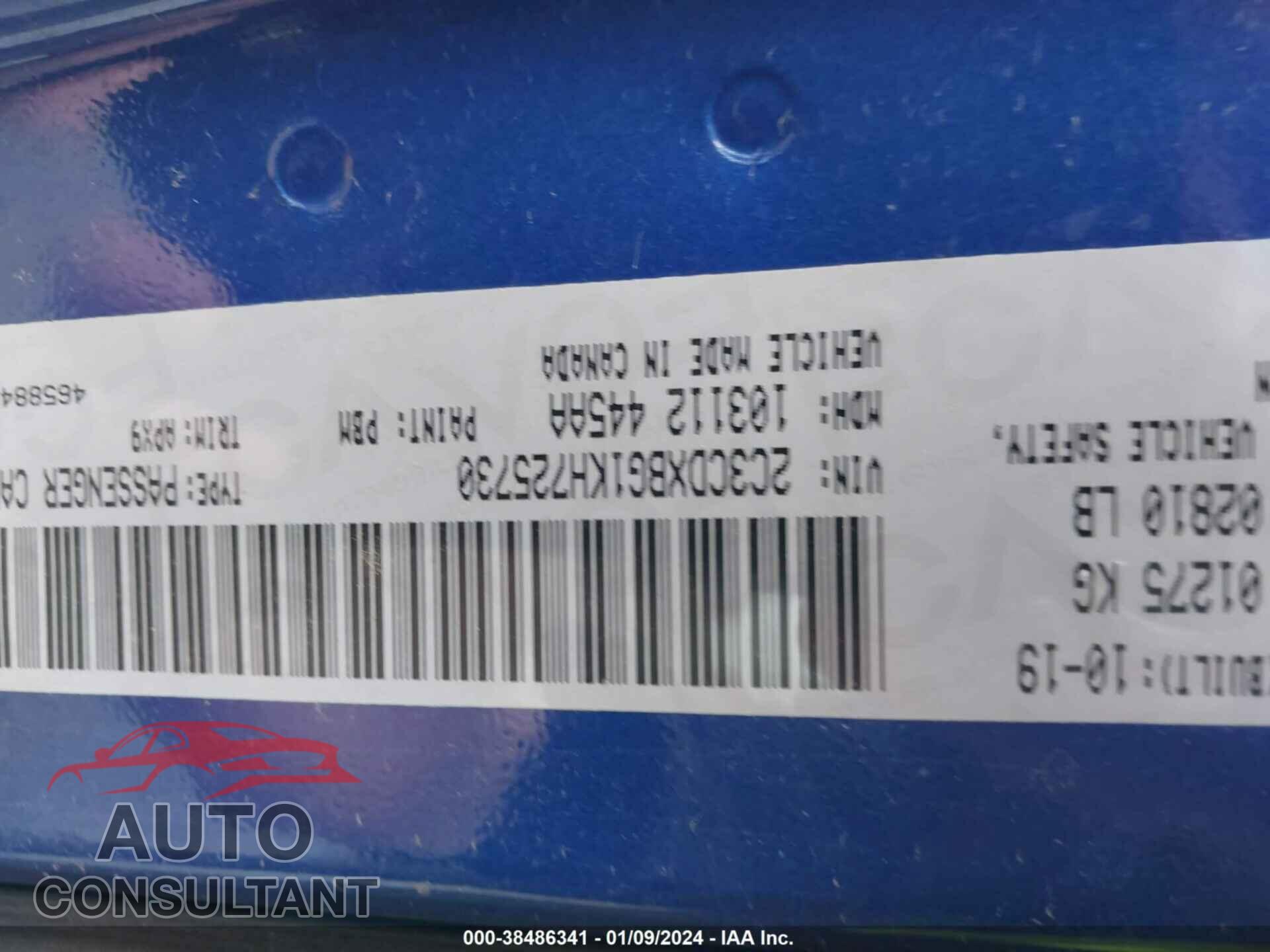 DODGE CHARGER 2019 - 2C3CDXBG1KH725730