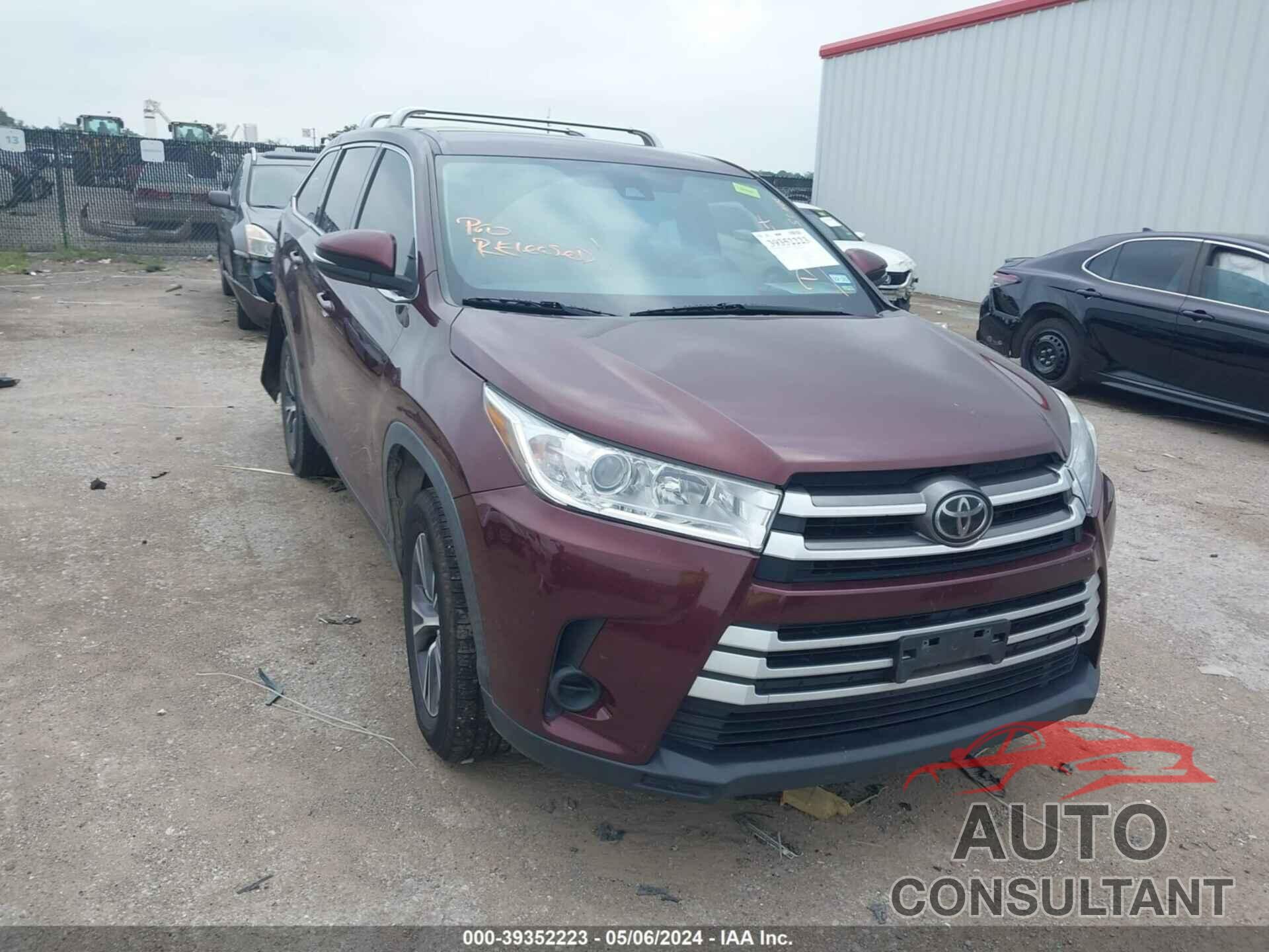 TOYOTA HIGHLANDER 2019 - 5TDZARFHXKS056047