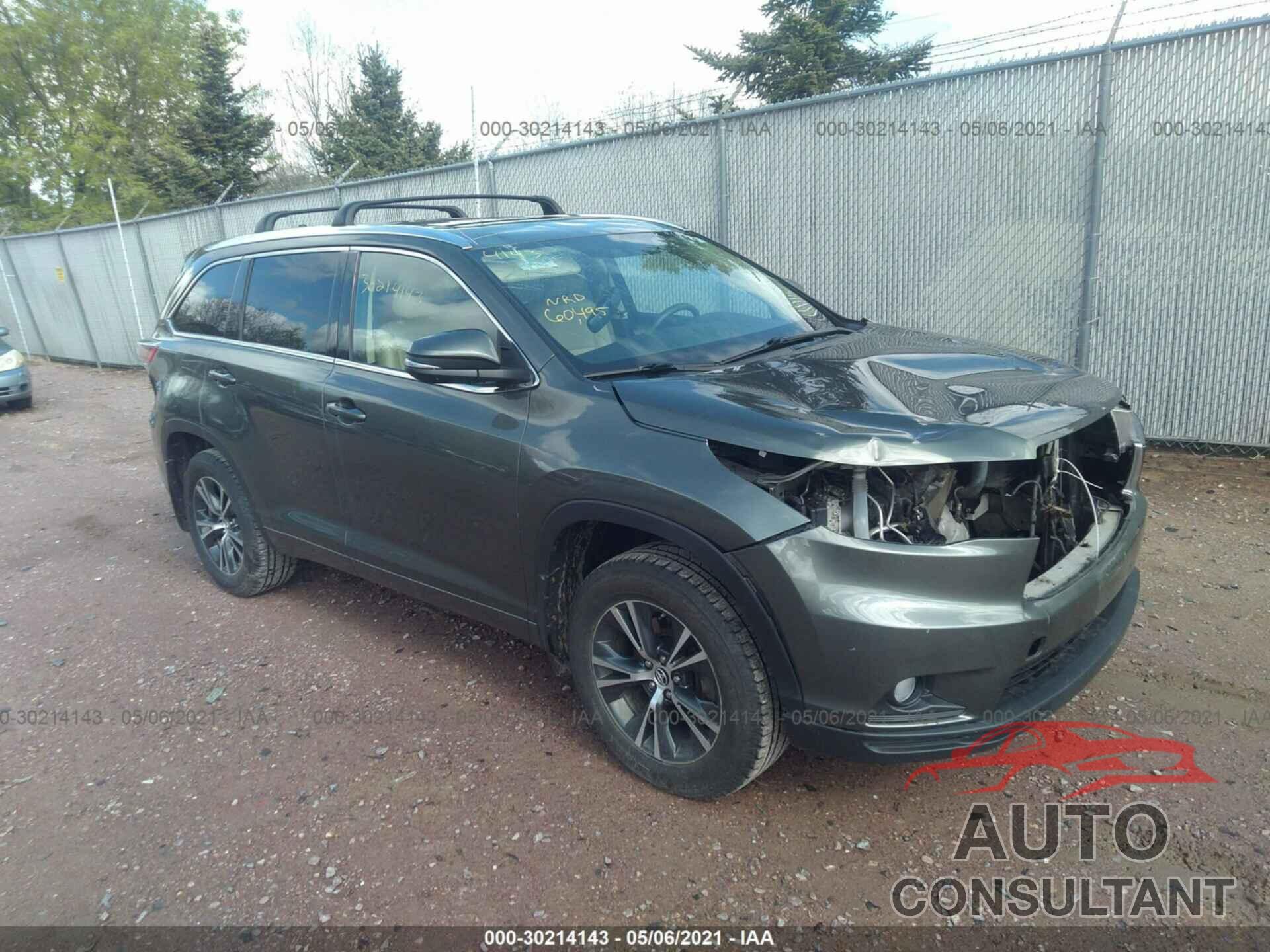 TOYOTA HIGHLANDER 2016 - 5TDJKRFHXGS245590