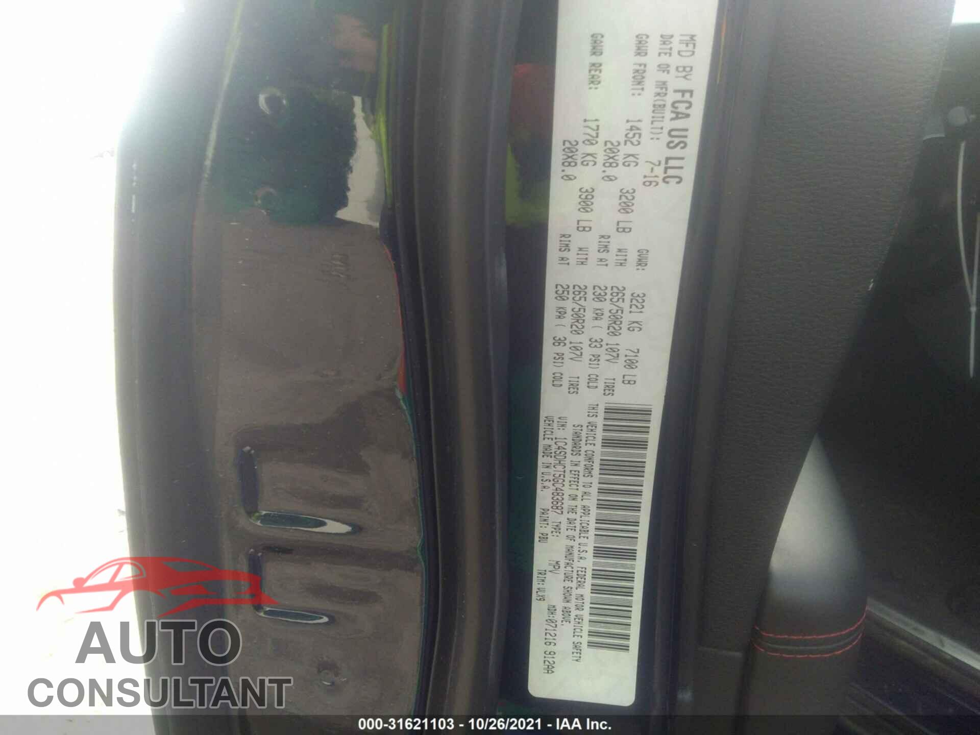 DODGE DURANGO 2016 - 1C4SDHCT5GC483687