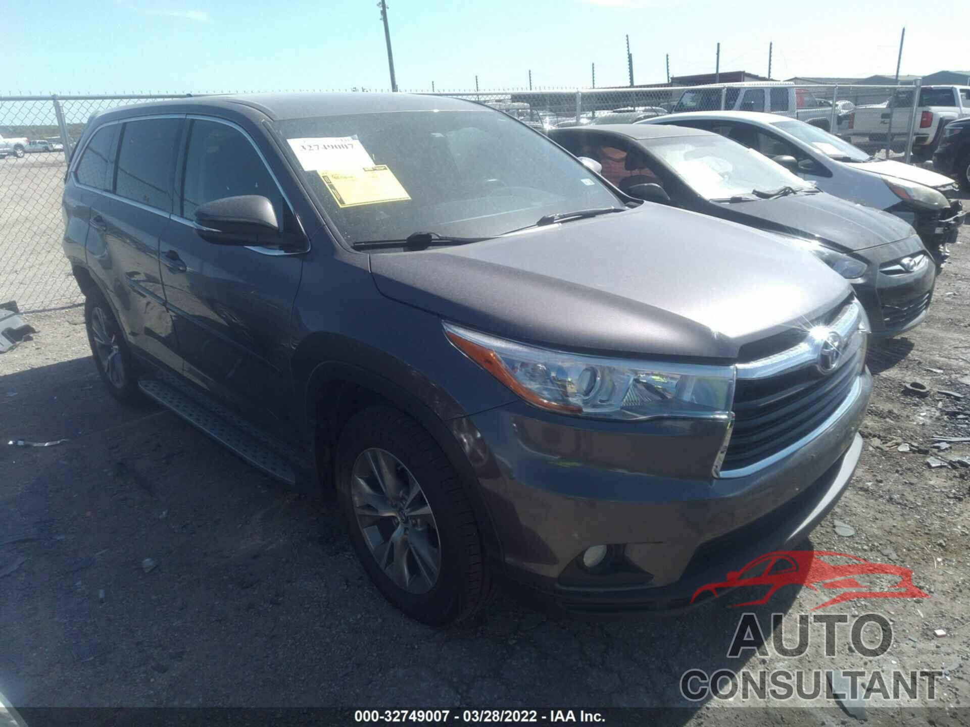 TOYOTA HIGHLANDER 2016 - 5TDZKRFH5GS148588