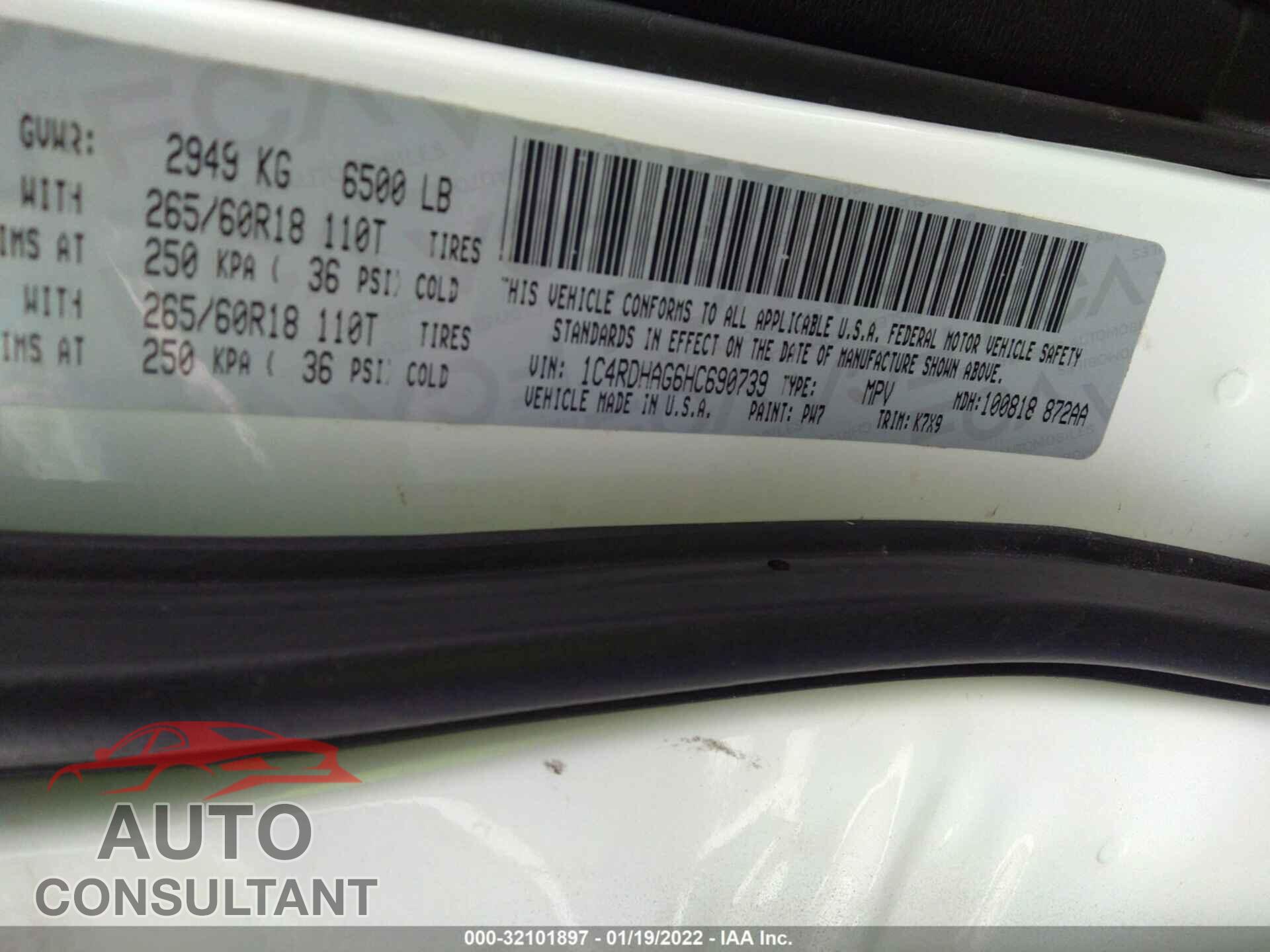 DODGE DURANGO 2017 - 1C4RDHAG6HC690739