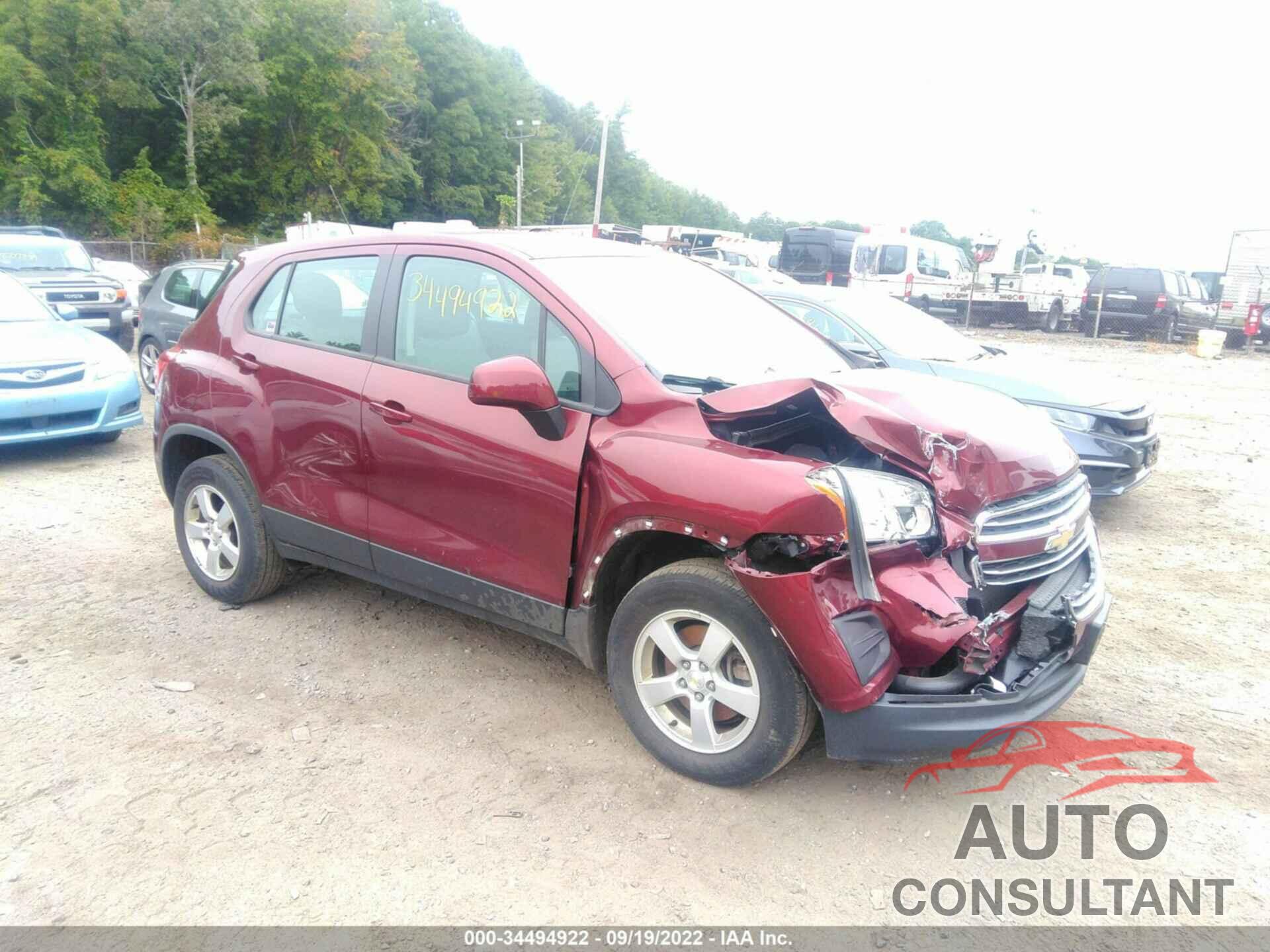 CHEVROLET TRAX 2016 - 3GNCJNSB6GL244665