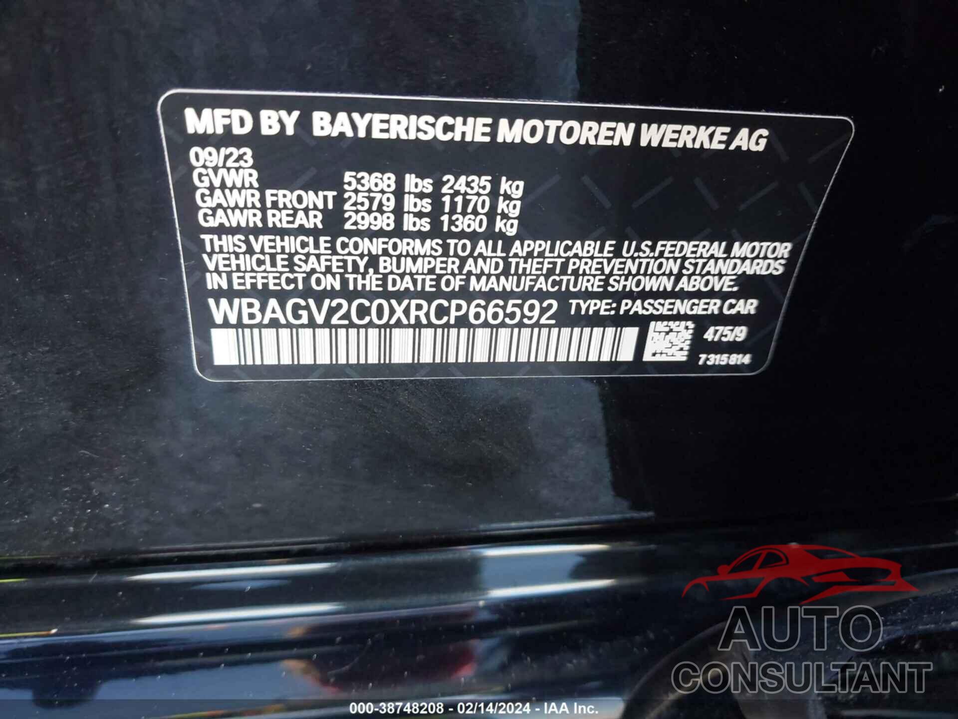 BMW 840I 2024 - WBAGV2C0XRCP66592
