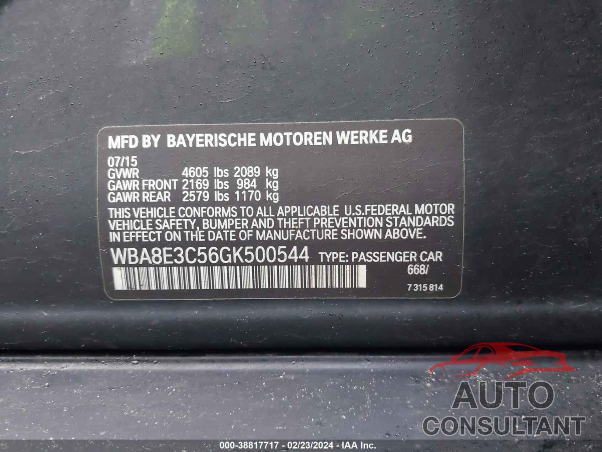 BMW 328I 2016 - WBA8E3C56GK500544