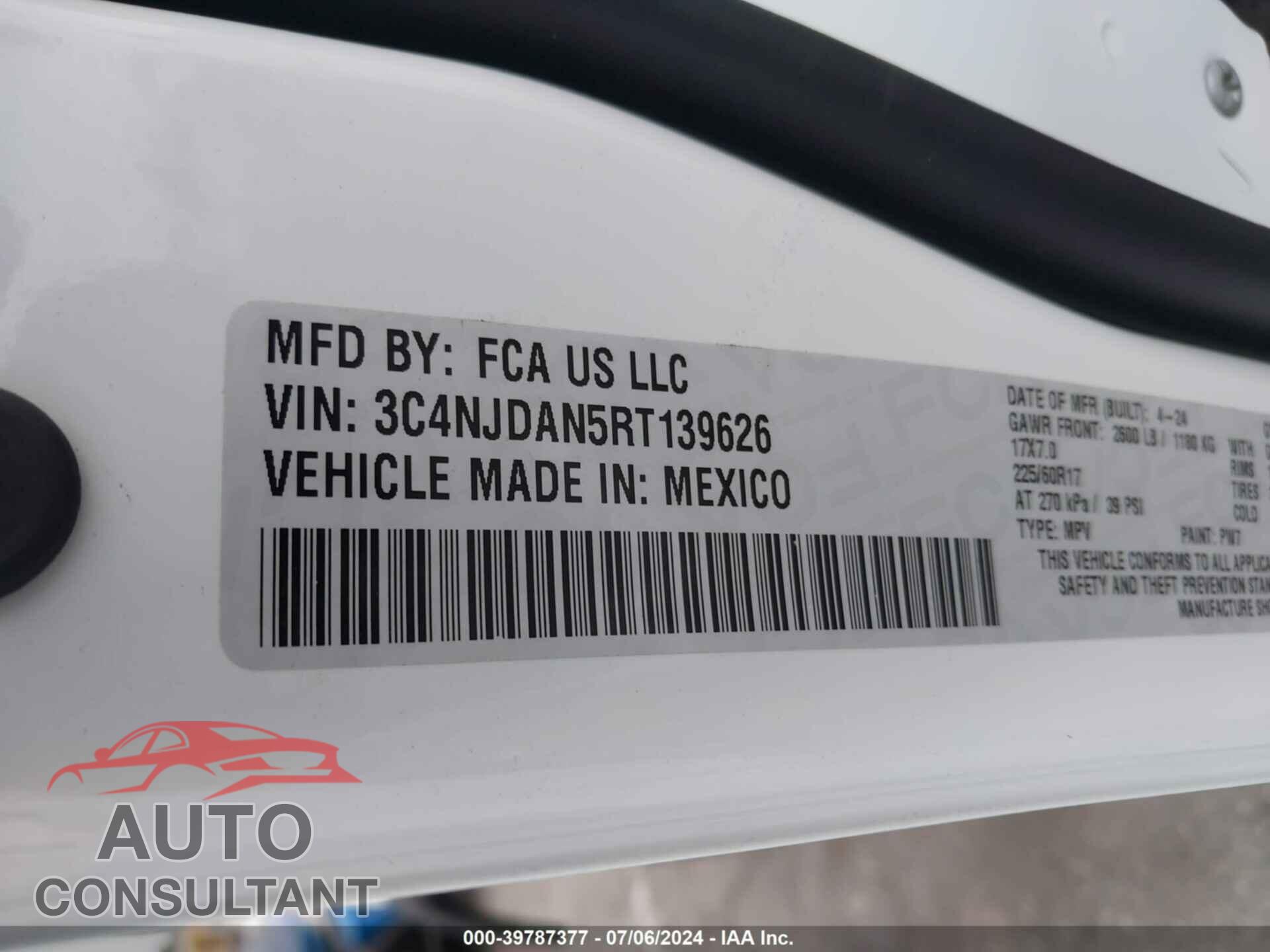 JEEP COMPASS 2024 - 3C4NJDAN5RT139626