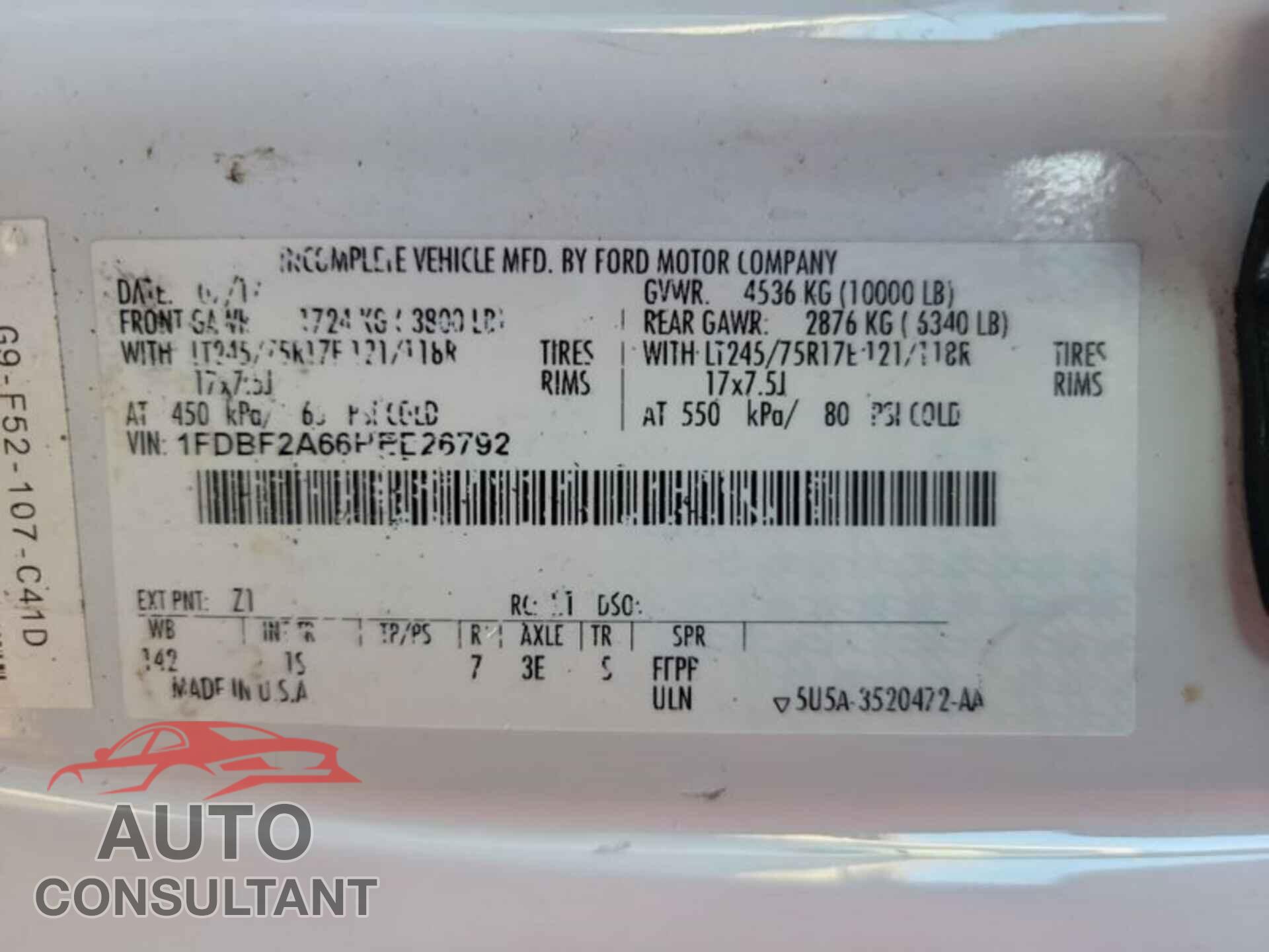 FORD F-250 2017 - 1FDBF2A66HEE26792