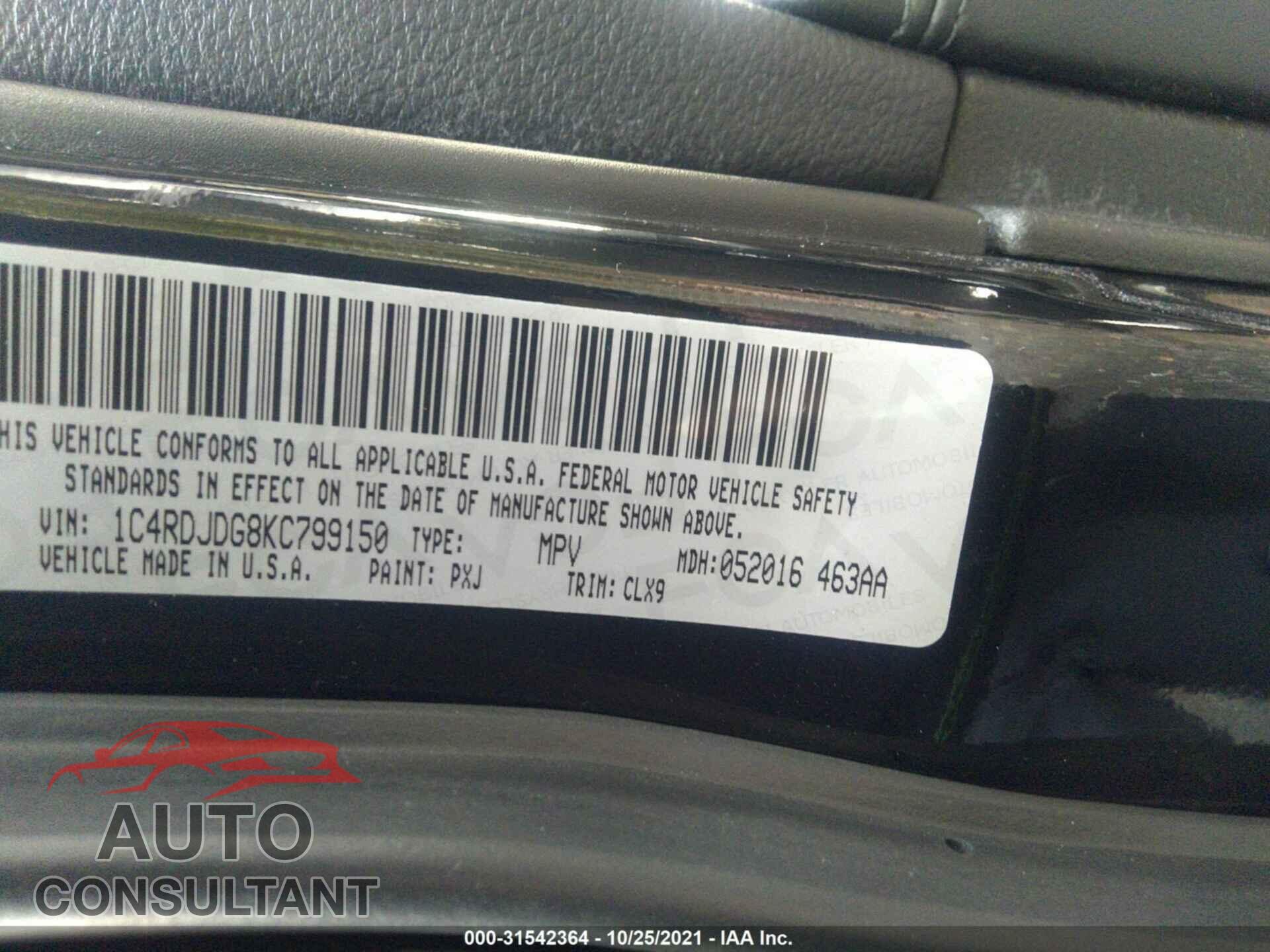 DODGE DURANGO 2019 - 1C4RDJDG8KC799150